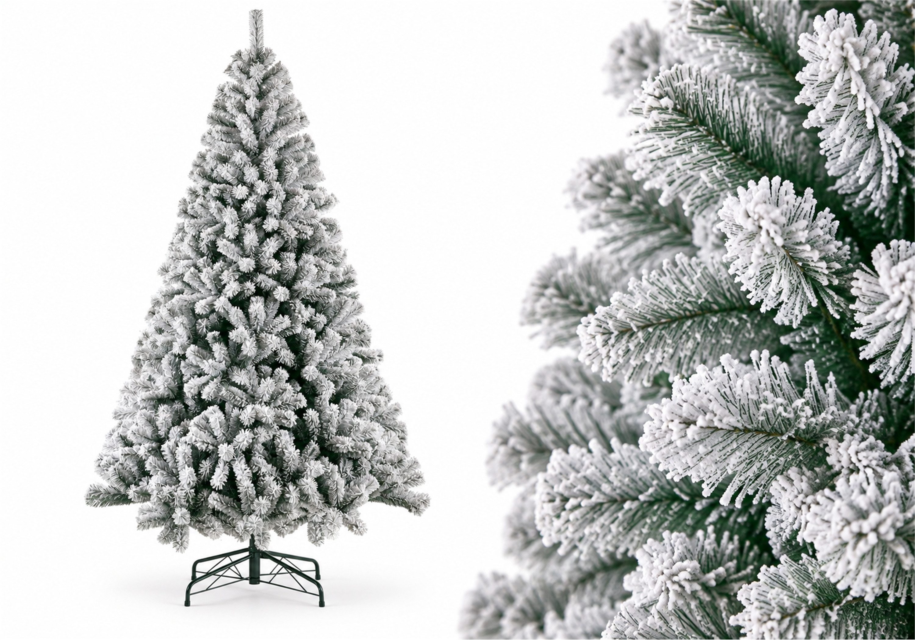 Vankel Künstlicher Weihnachtsbaum mit Schnee, Tannenbaum mit Metallständer, PVC-Christbaum für innen, Beschneiter PVC-Christbaum in 180, 210 oder 235 cm für Ihre Festdeko