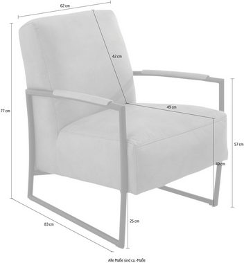 K+W Komfort & Wohnen Cocktailsessel, mit bezogenen Armlehnen, Gestell in Metall Edelstahloptik