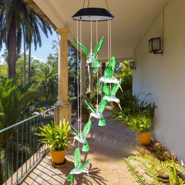 LA CUTE LED Solarleuchte Solar-Kolibri-Windspiel: Perfekte Geschenkidee für drinnen und draußen, LED fest integriert, Bunt, Solarbetrieben, Farbwechsel bei Nacht, Leicht zu installieren