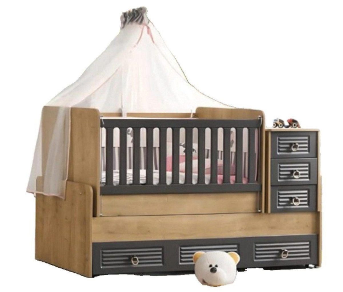 Xlmoebel Kinderbett Luxuriöses Kinderbett aus Holz in elegantem Grau (Kinderbett, 1-tlg., Kinderbett), Hergestellt in Europa