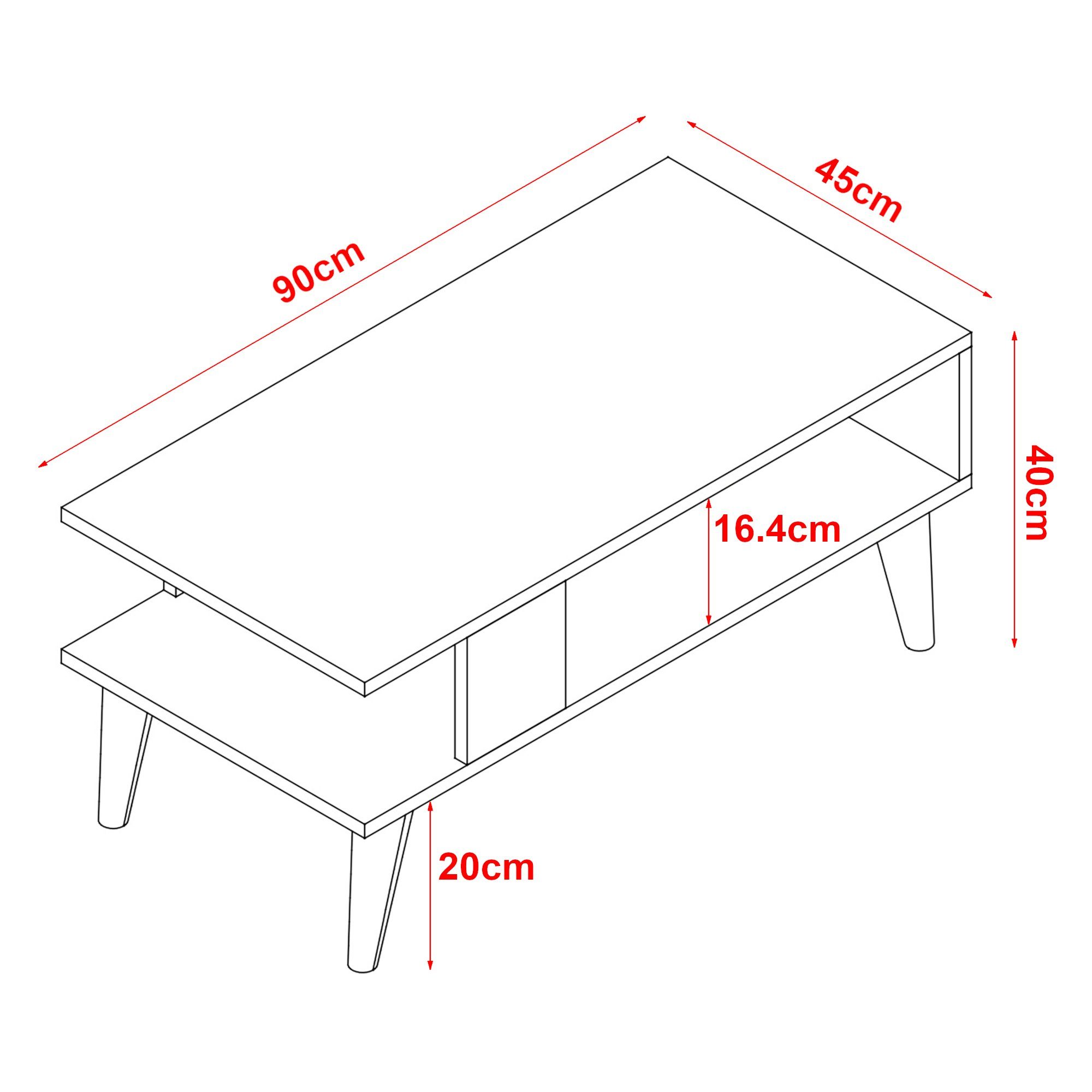 Schwarz/Weiß »Lycksele« 40x90x45cm Wohnzimmertisch en.casa Couchtisch, Marmor-Optik