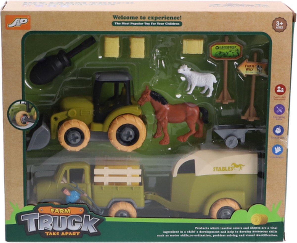 Otto Simon Spielzeug-Traktor Bauernhof-Set Traktor Anhänger Tiere Trecker