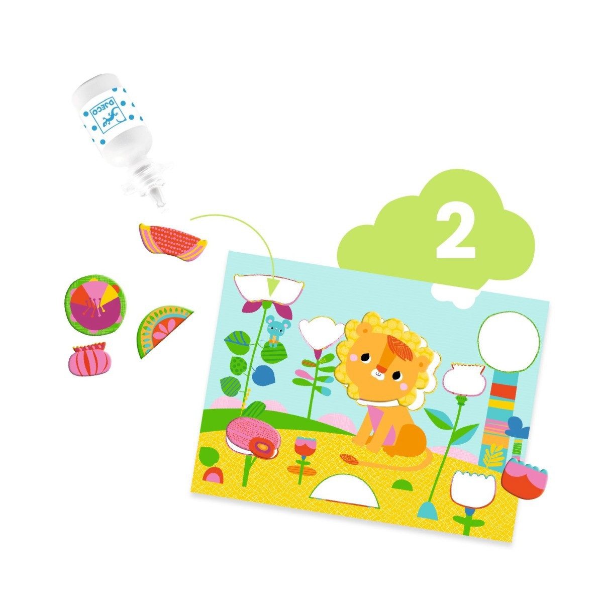 DJECO Kreativset Die Maus Kreativset für Kinder ab 18 Monaten mit 6 Bastelaktivitäten