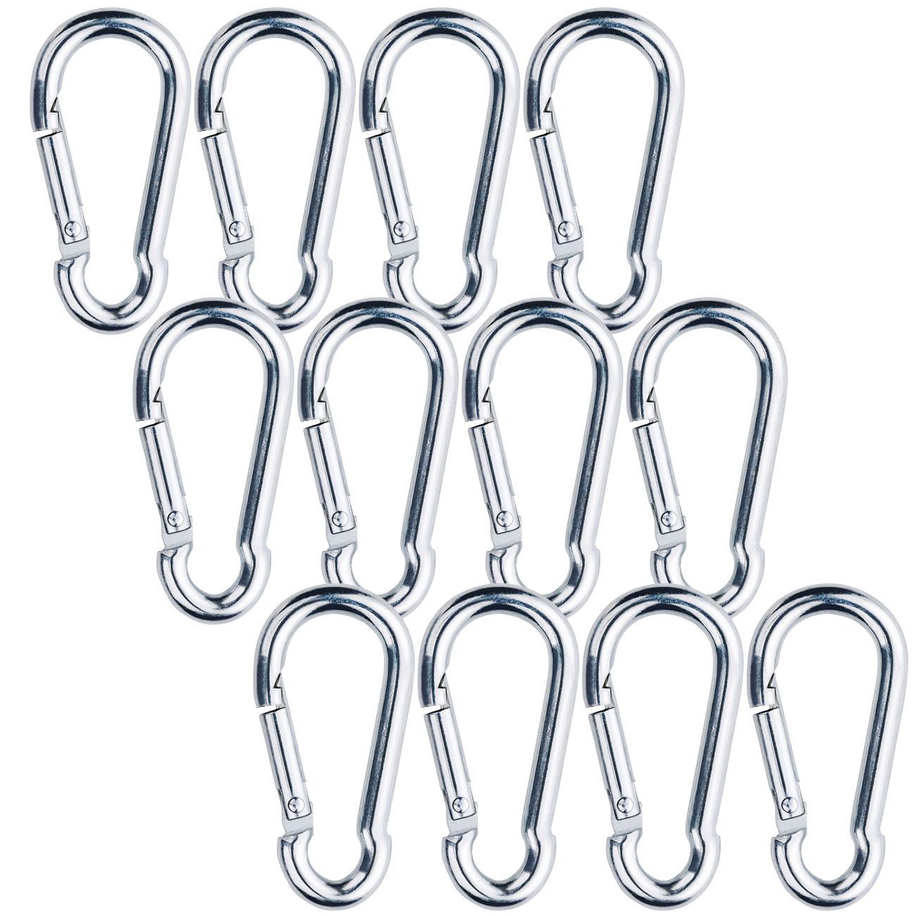 Black + Decker Karabiner Karabinerhaken 5x2,5cm Silber Metallkarabiner Camping 50kg 12 & 24St., (12 St., 12-er Set & 24er-Set), Traglast bis 50 kg bei geschlossenem Haken
