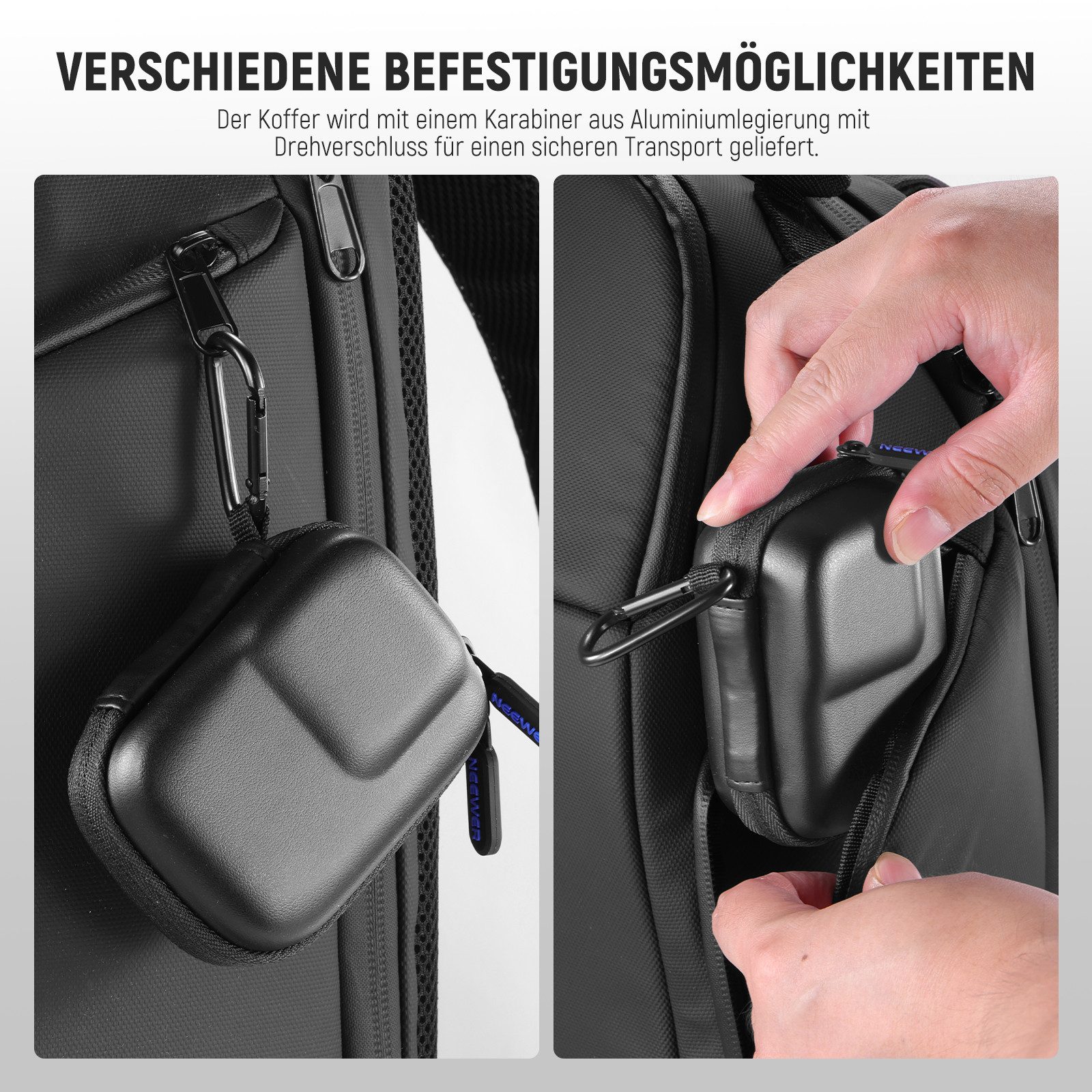 Neewer Kameratasche Kameratasche Case kompatibel mit DJI OSMO Action 5 Pro 4 3 (Packung), kleine Reise Aufbewahrungstasche Hülle mit Karabiner – Bild 5 von 5
