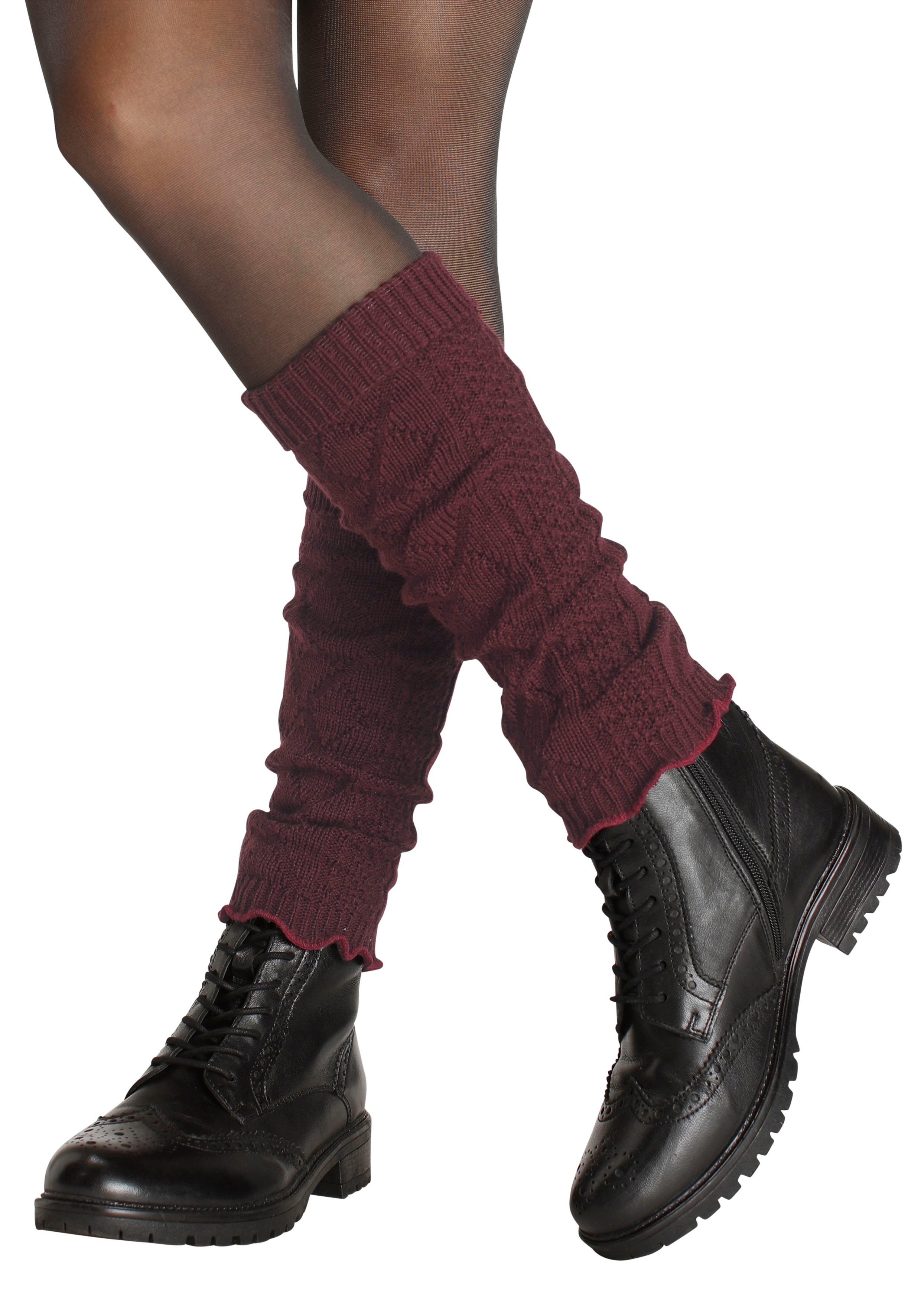 Lavana Stulpensocken gestrickte Beinstulpen, Beinwärmer für Ballett, Tanz und Sport (Packung, 2-Paar) mit Zopfstrickmuster