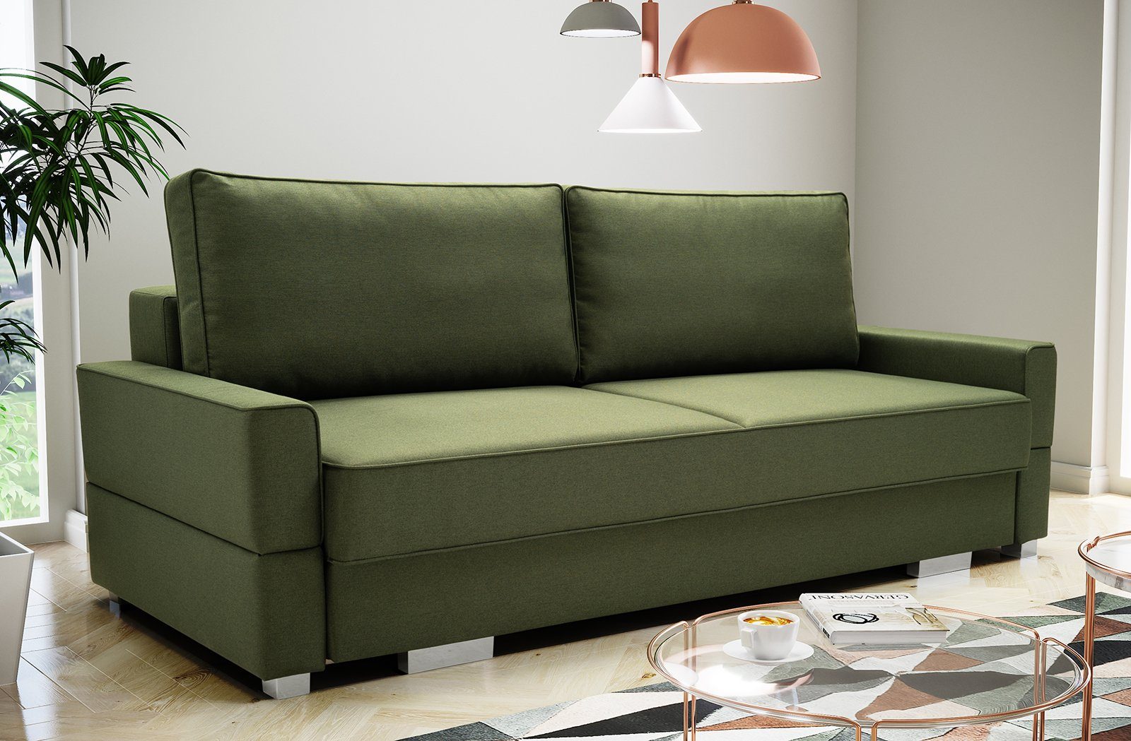 Siblo 2-Sitzer Modernes Zweisitzer Sofa Susanne mit Schlaffunktion Grün