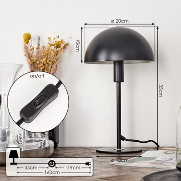 hofstein Tischleuchte moderne Nachttischlampe aus Metall in Schwarz/Weiß, ohne Leuchtmittel, runde Tischlampe, Ø 20cm, Höhe 35cm, mit An-/Ausschalter, 1 x E14