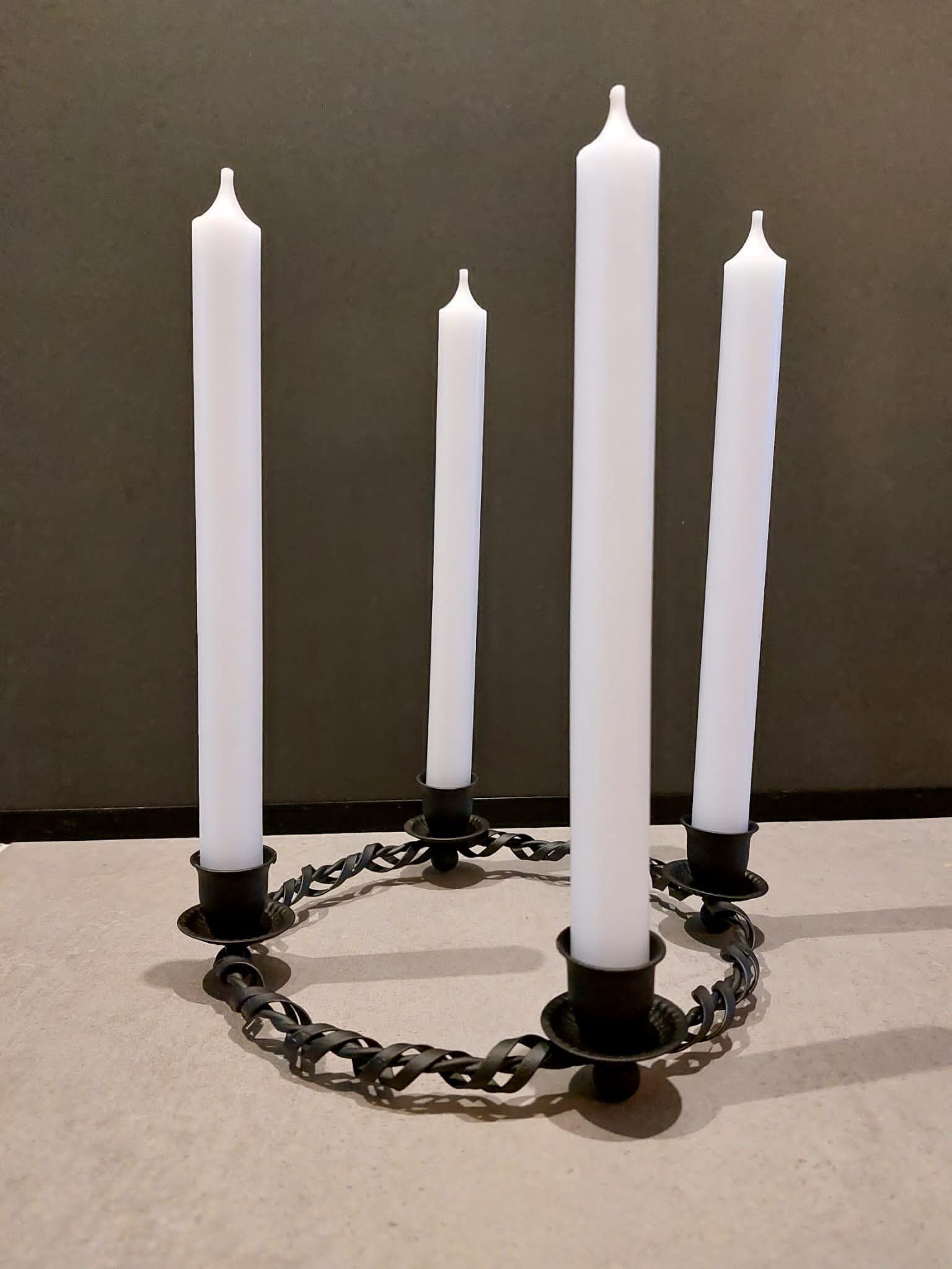 Vosteen Kerzenständer Adventskranz Kerzenkranz 4 (5 schwarz Kerzenhalter Kerzen), vintage teilig, Kerzen 4 mit Tischdeko weiße Metall inkl. Kerzenring