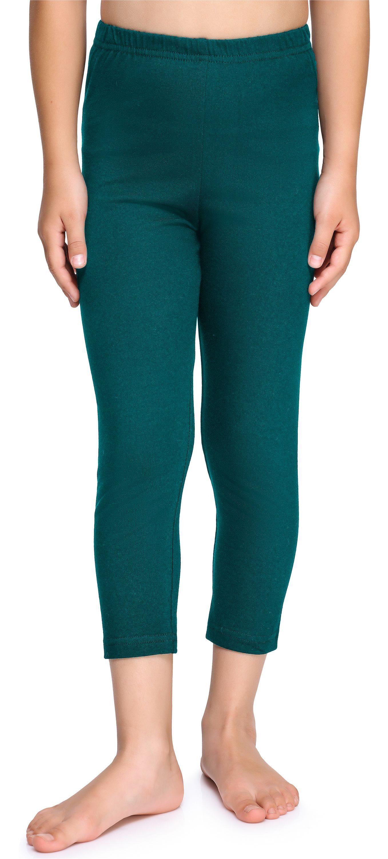 elastischer Leggings (1-tlg) Leggings aus Smaragdgrün Baumwolle MS10-226 Merry Mädchen Style Capri 3/4 Bund