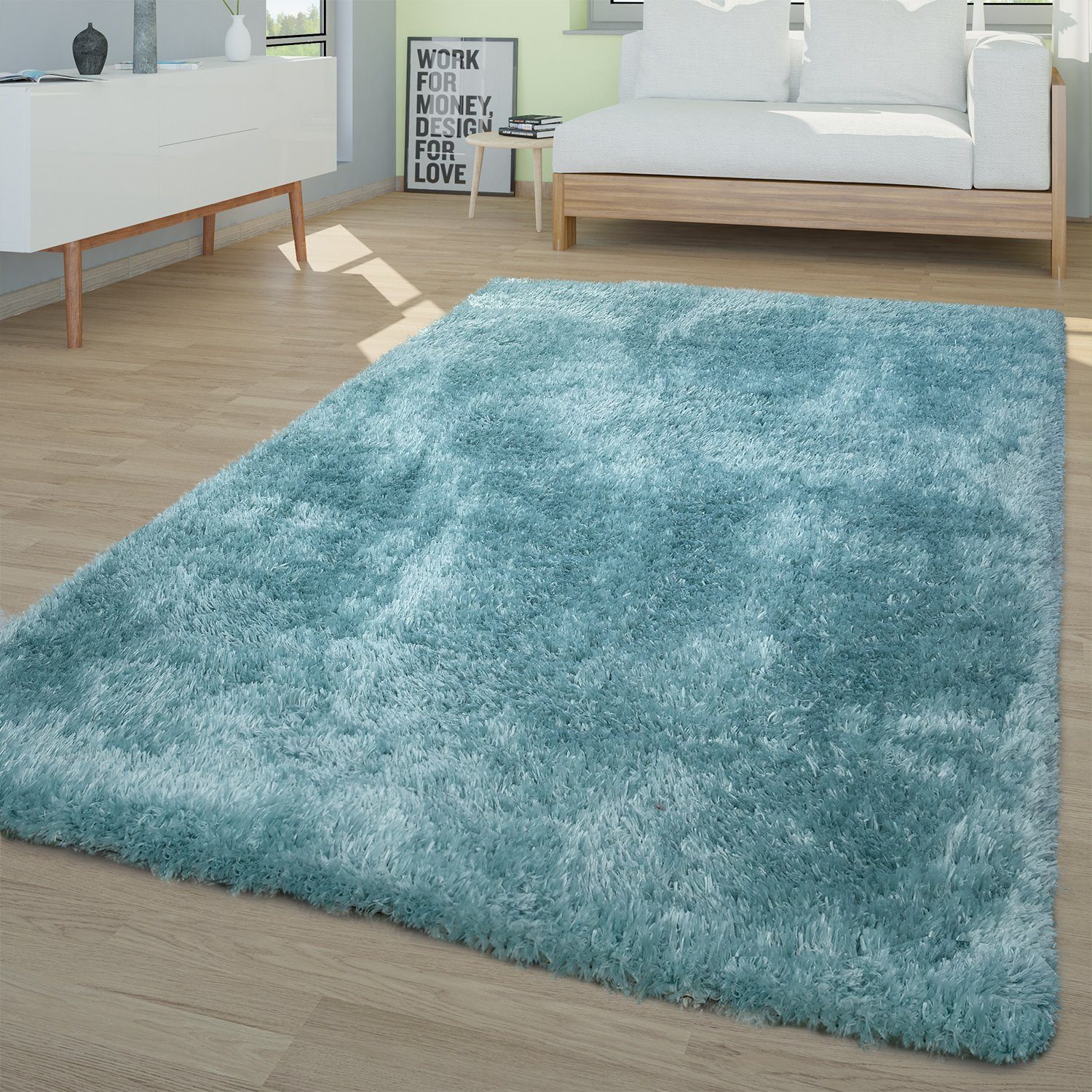 Shaggy Teppich Höhe: Hochflor-Teppich 4 Look, mm Home, rechteckig, Gelb Hochflor Flokati TT Waschbarer