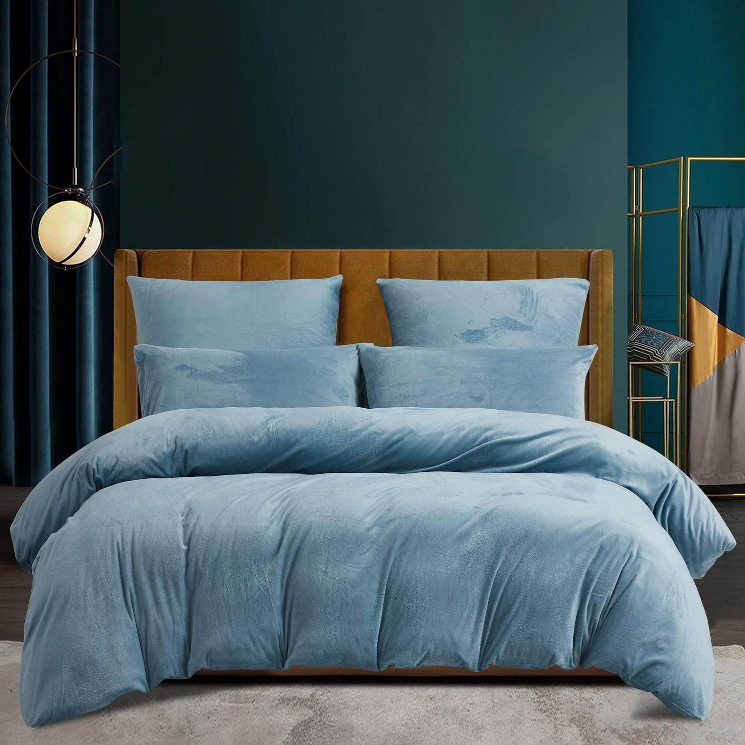 LuxusKollektion Bettwäsche Bettwäsche Plüsch 200x200 Flauschig Blau