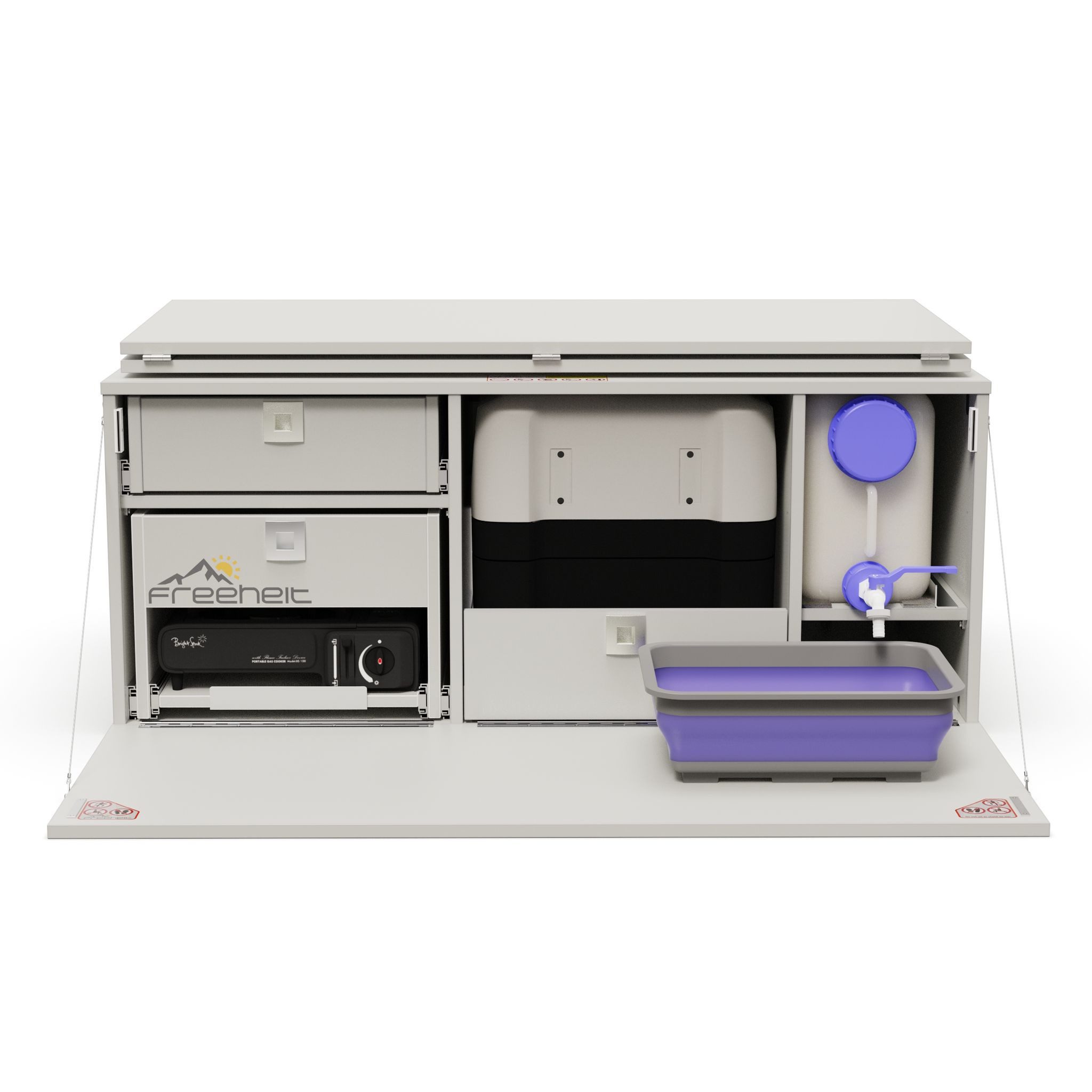 freeheit Schrankmodule (Campingmodul Schlafsystem mit Kocherschublade Dometic CFF35) Van Hochdachkombi Mikrocamper Küchenblock Freeheit Flexicamp 1014