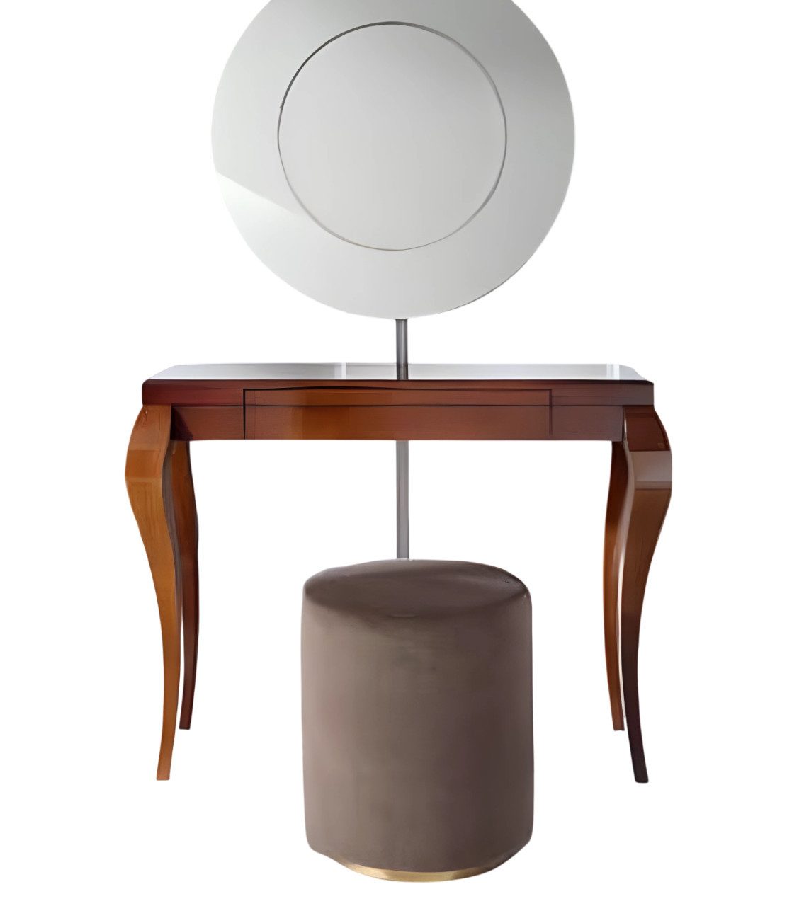 Xlmoebel Hocker Brauner Holz-Konsolentisch mit passendem Hocker (Konsole mit Hocker, 2 St., Set Konsole + Hocker), Hergestellt in Europa