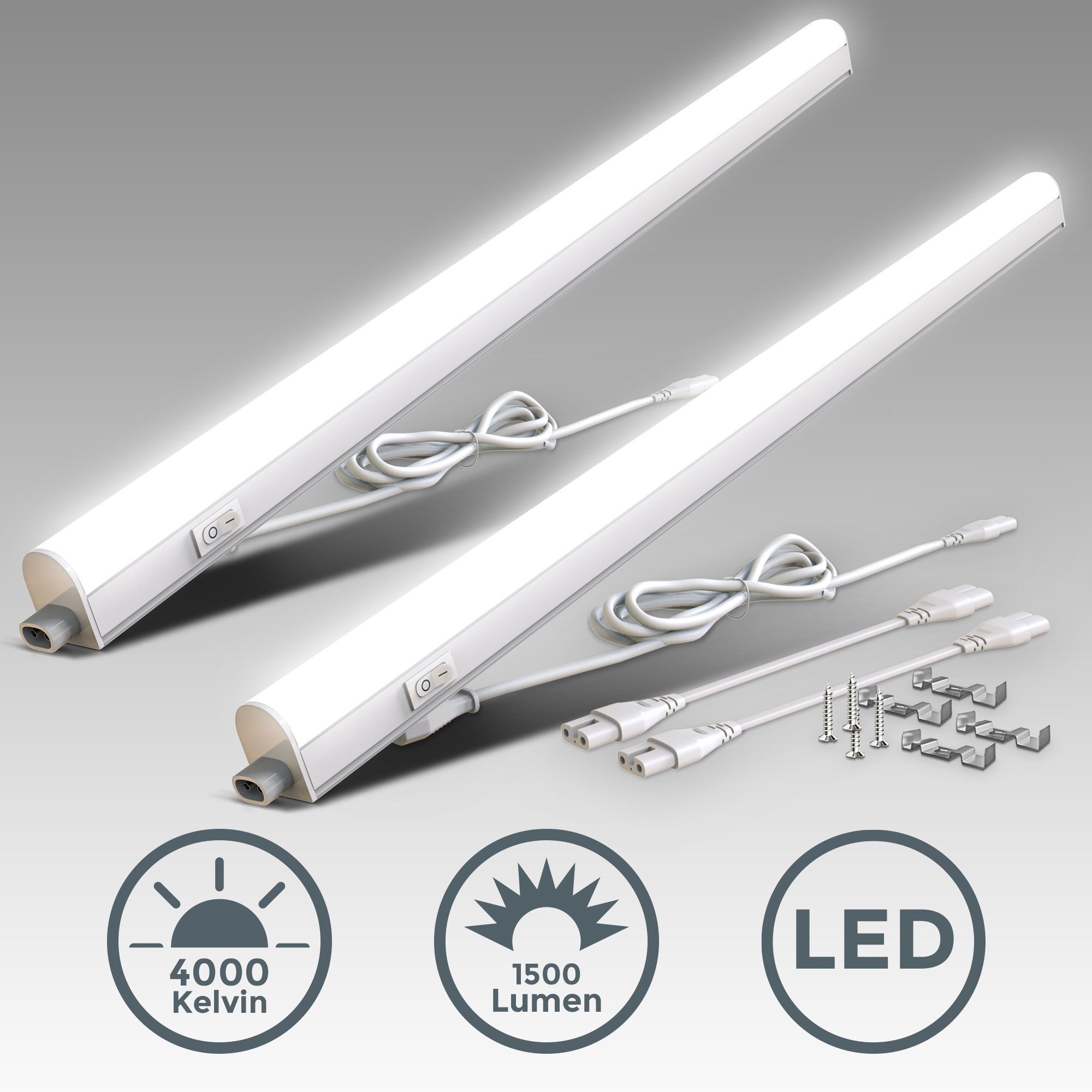 B.K.Licht Unterschrankleuchte BK_UL1513 2er Set LED Unterbauleuchte, je 87,3cm, 15W, 1500lm, 4.000K, LED fest integriert, Neutralweiß, Lichtleiste mit neutralwe – Bild 5 von 5