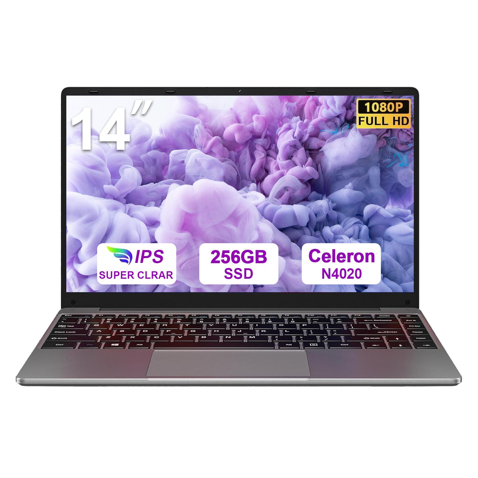 bvate B5 Laptop, 14 Zoll, N4020, 6GB RAM, 256GB/64GB SSD Notebook Notebook (35 cm/14 Zoll, Celeron N4020 N4020, Celeron N4020, 6 GB, 256 GB SSD, 180° Drehung/Low Blue Light-Zertifizierung/Deutsche Tastaturaufkleber)