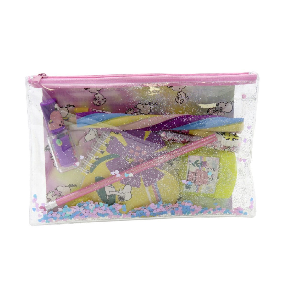 Snoopy Federmäppchen Jumbo Federmäppchen Schreibset mit Schreibwaren Zubehör Glitzer Etui, (Packung)