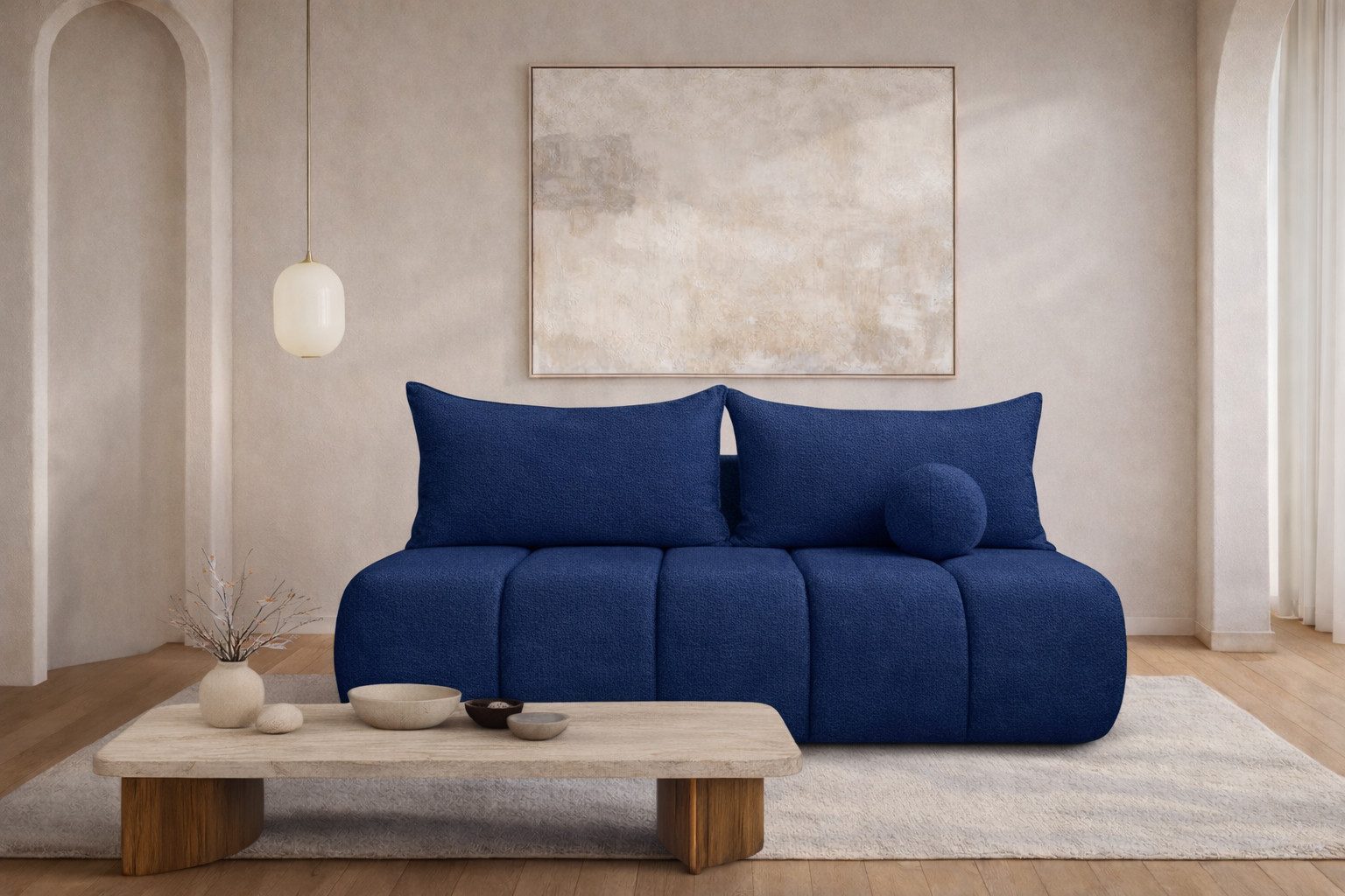 Kaiser Möbel Schlafsofa mit Schlaffunktion und Bettkasten, Velours Stoff Monolith, Sofa PIANO, Water Repellent Stoff,Veloursstoff,hoher Sitzkomfort