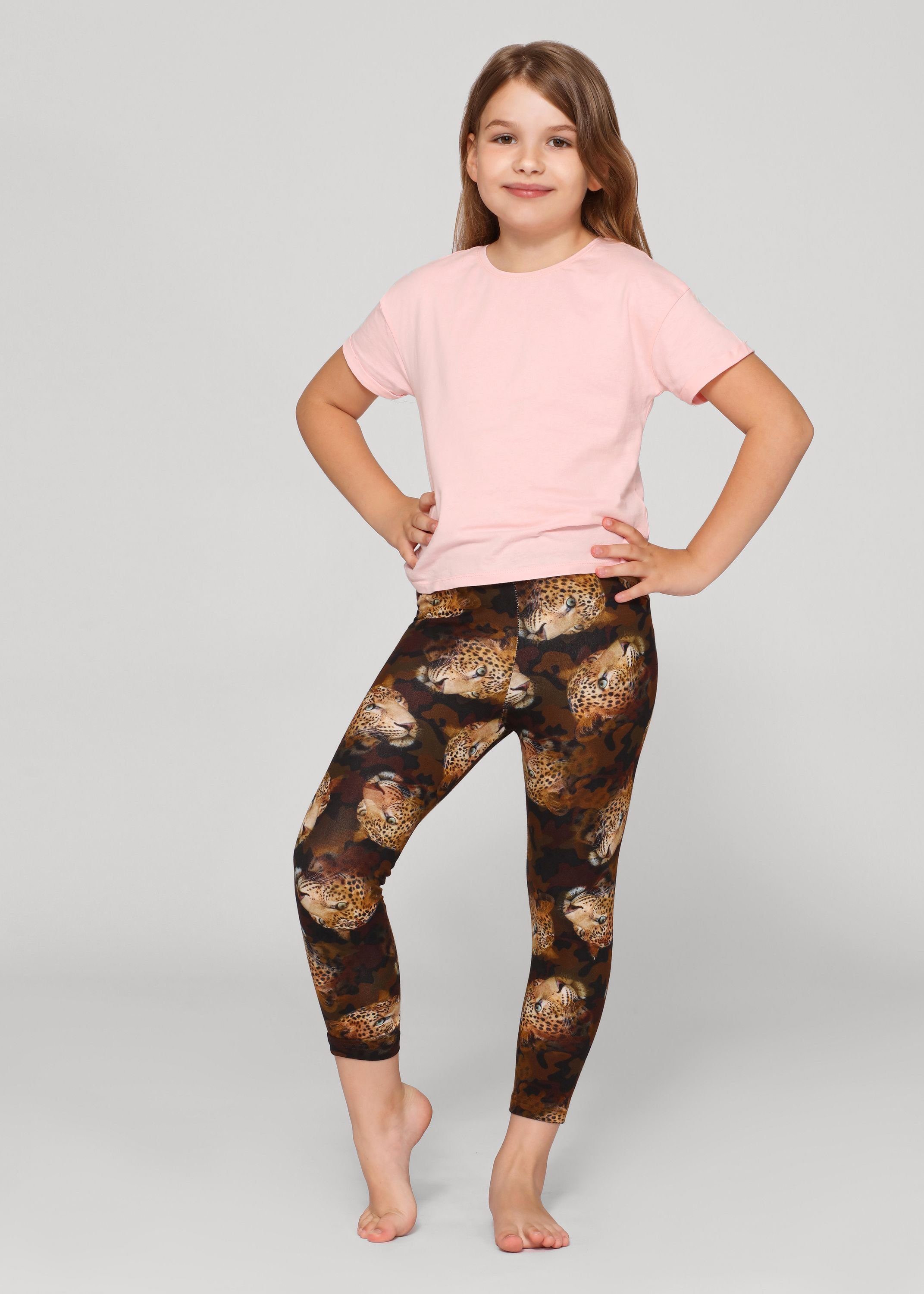 MS10-405 (1-tlg) 3/4 Gepard elastischer Merry Bund Leggings Capri Mädchen Leggings Style