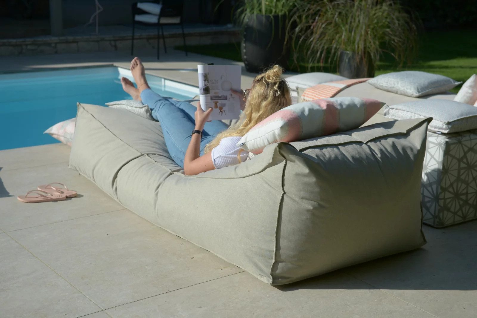 H.O.C.K. Gartensofa H.O.C.K. Darleen Outdoor Daybed ca. 200x90x40cm Tampa cement beige, UV-beständig, Wetterfest, Outdoor, Garten