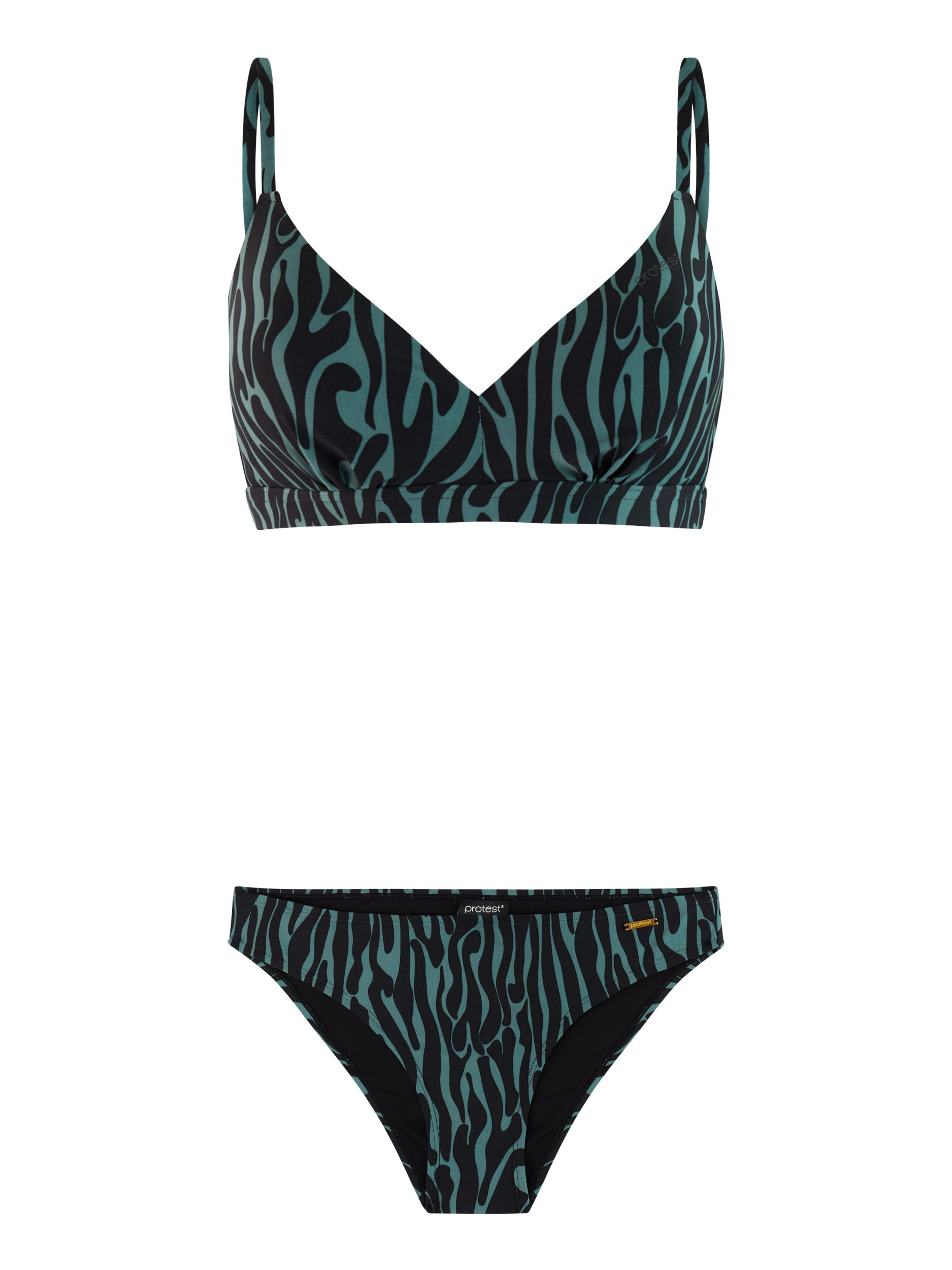 Protest Bügel-Bikini PRTErrori Zebra-Bikini-Set mit Bügel Damen BCD-Cup schwarz/grün