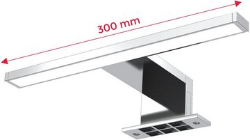 B.K.Licht Spiegelleuchte BK_SP1112 LED Spiegellampe, 30 cm breit, 5W, 4.000K, 650Lm, LED fest integriert, Neutralweiß, Neutralweißes Licht, IP44 Spritzwasserschutz, Badlampe, Chrom