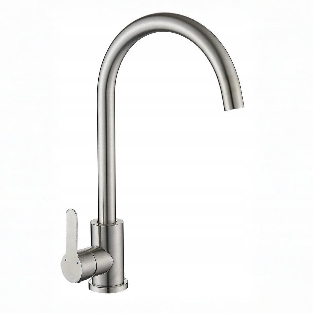 STAMAR Spülenschrank Küchenunterschrank 80 cm Weiß mit Spüle Armatur Komplettset Unterschrank stehend Edelstahl Spülbecken Wasserhahn Khaki matt Set – Bild 4 von 5