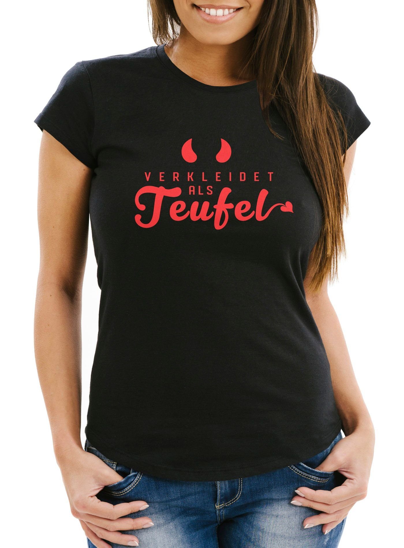 MoonWorks Print-Shirt Damen T-Shirt Verkleidet als günstig online kaufen