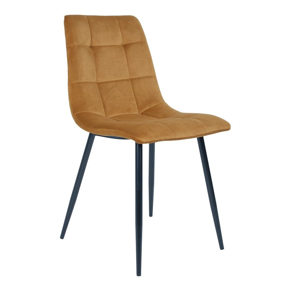 Esszimmerstuhl 2er Set Midde Esszimmerstuhl currygelb Velour, sch