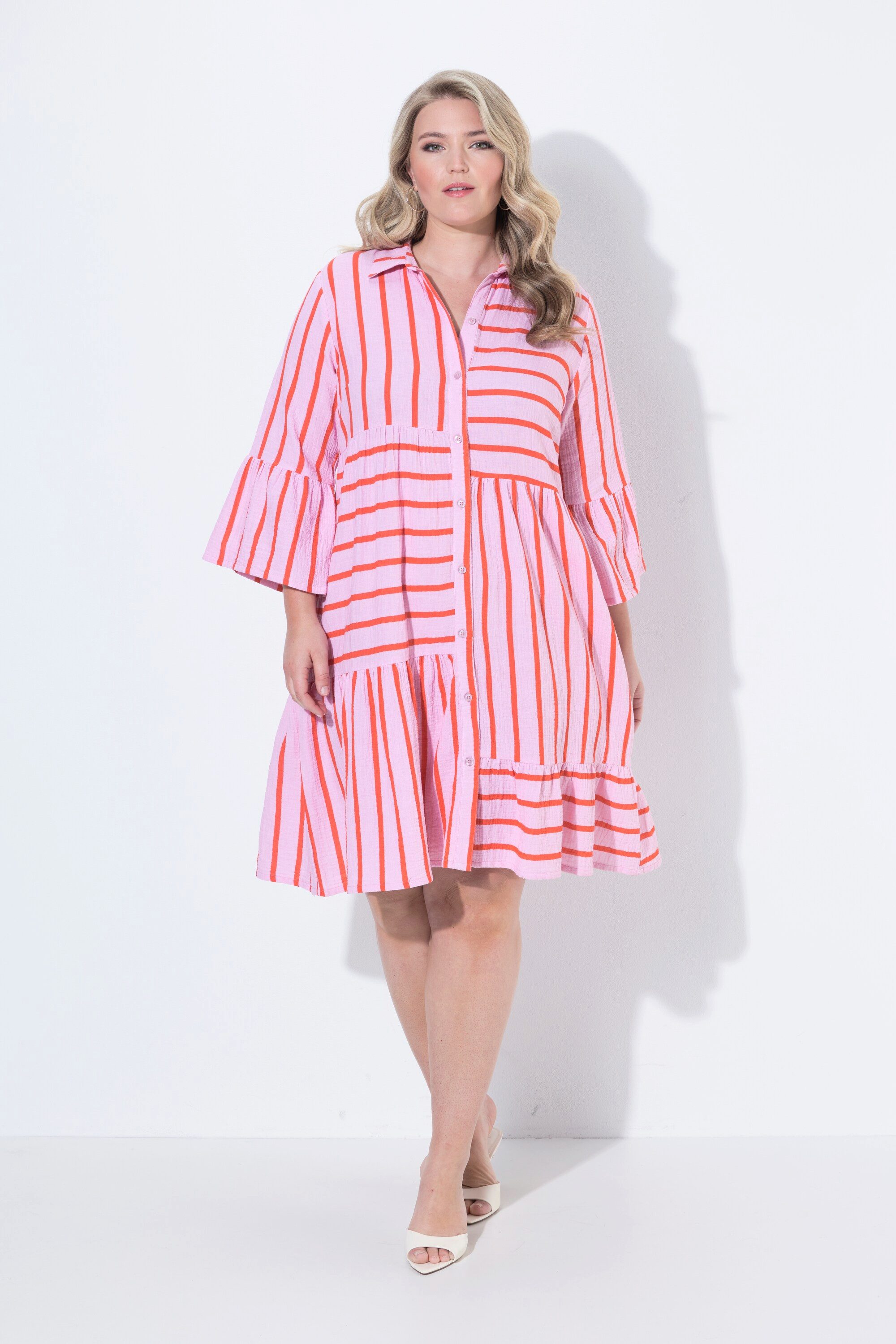 MIAMODA Jerseykleid Musselin-Kleid A-Linie Streifenmix