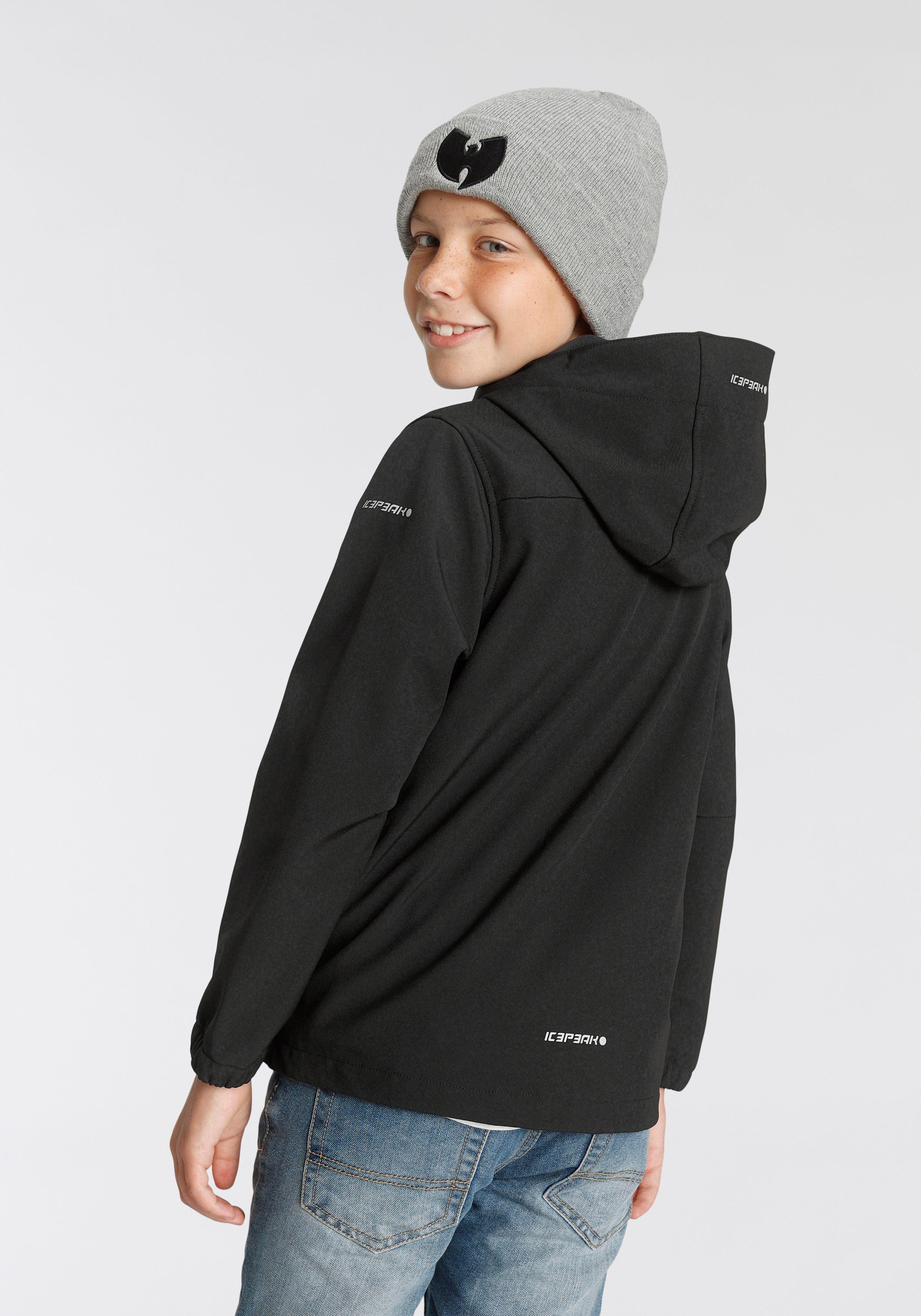 winddichtem KONAN für und Icepeak aus Material wasserabweisendem schwarz Softshelljacke - Kinder