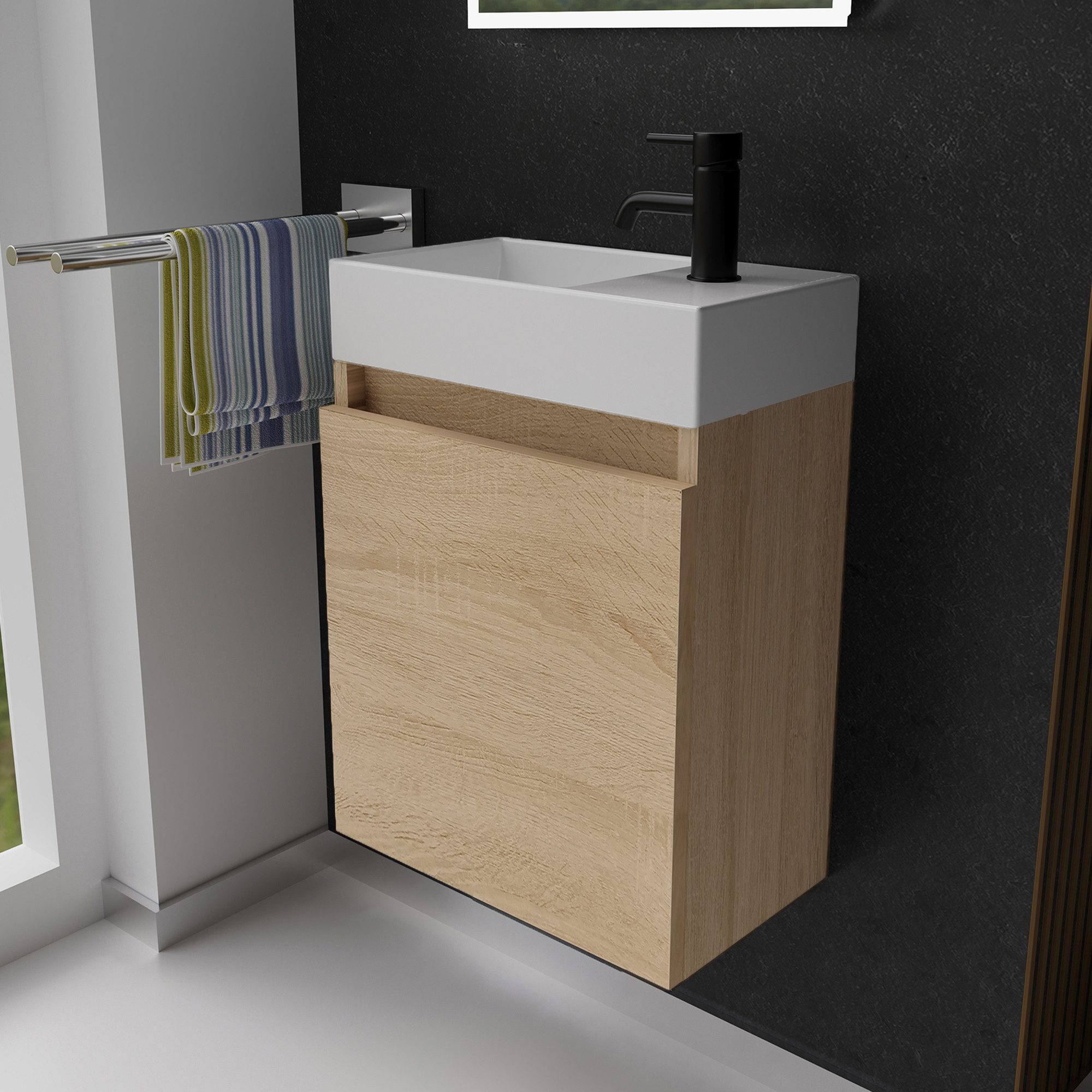 Alpenberger Badmöbel-Set Gäste WC Waschbecken mit Unterschrank - Badschrank günstig online kaufen