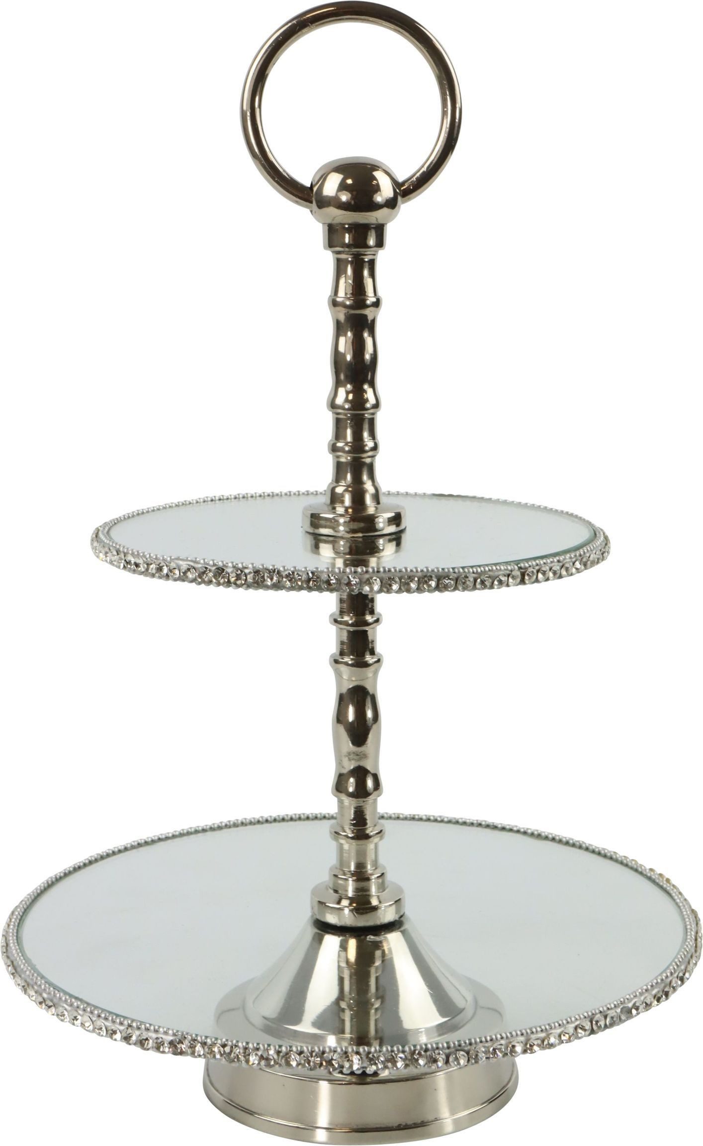 FURNARO Etagere CRISTALLO, Eisen vernickelt, Glas, Strass, mit Strassrand aus Glas und vernickelten Eisen ca. 26cm