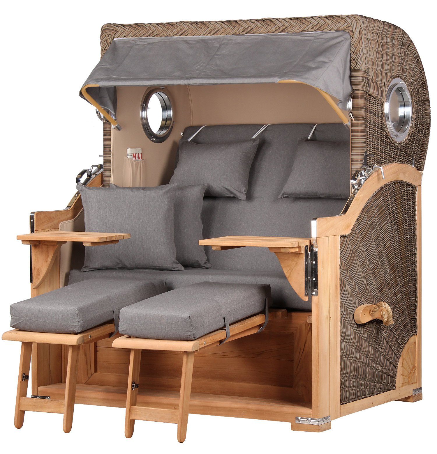bene living Strandkorb »Königssee 2,5Sitzer Teak PE grau Modell