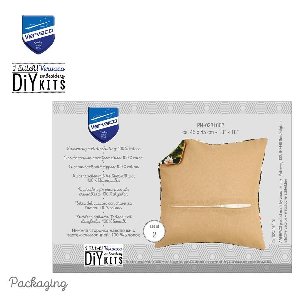 Vervaco Kreativset Kissenrücken mit Reißverschluss - Farbe Beige - 2er Set, (Set, Vervaco embroidery Kit), Made in Europe