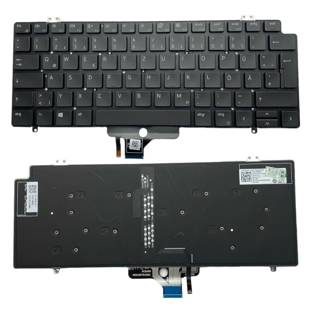 Trade-Shop Ersatz passend für Dell 0RR5WC PK132UG2C16 DLM19K8 DLM19K86D0J6981 Tastatur (Tasten: Deutsch, QWERTZ / Farbe: Schwarz mit Hintergrundbeleuchtung)