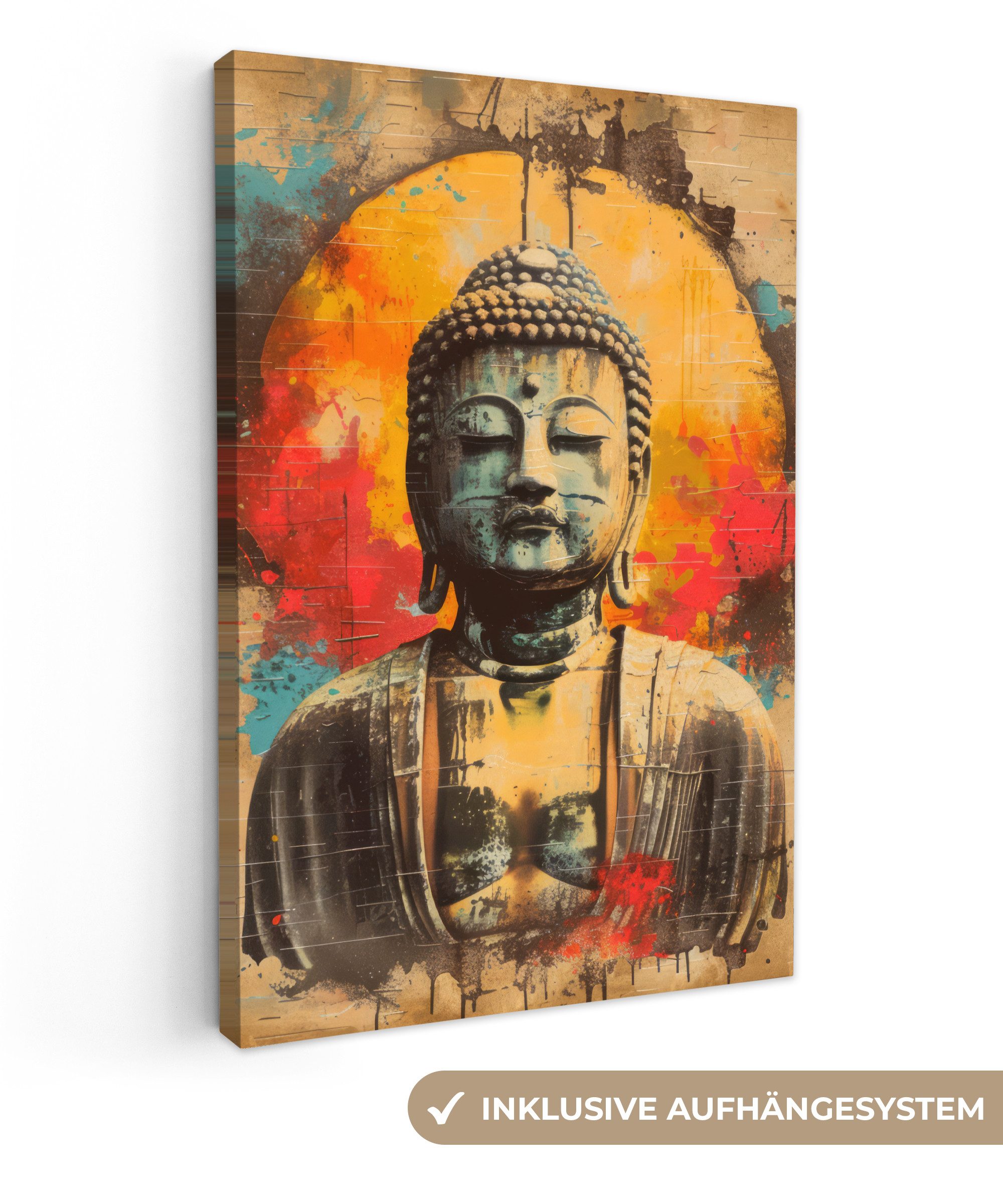 OneMillionCanvasses® Leinwandbild Buddha - Graffiti - günstig online kaufen