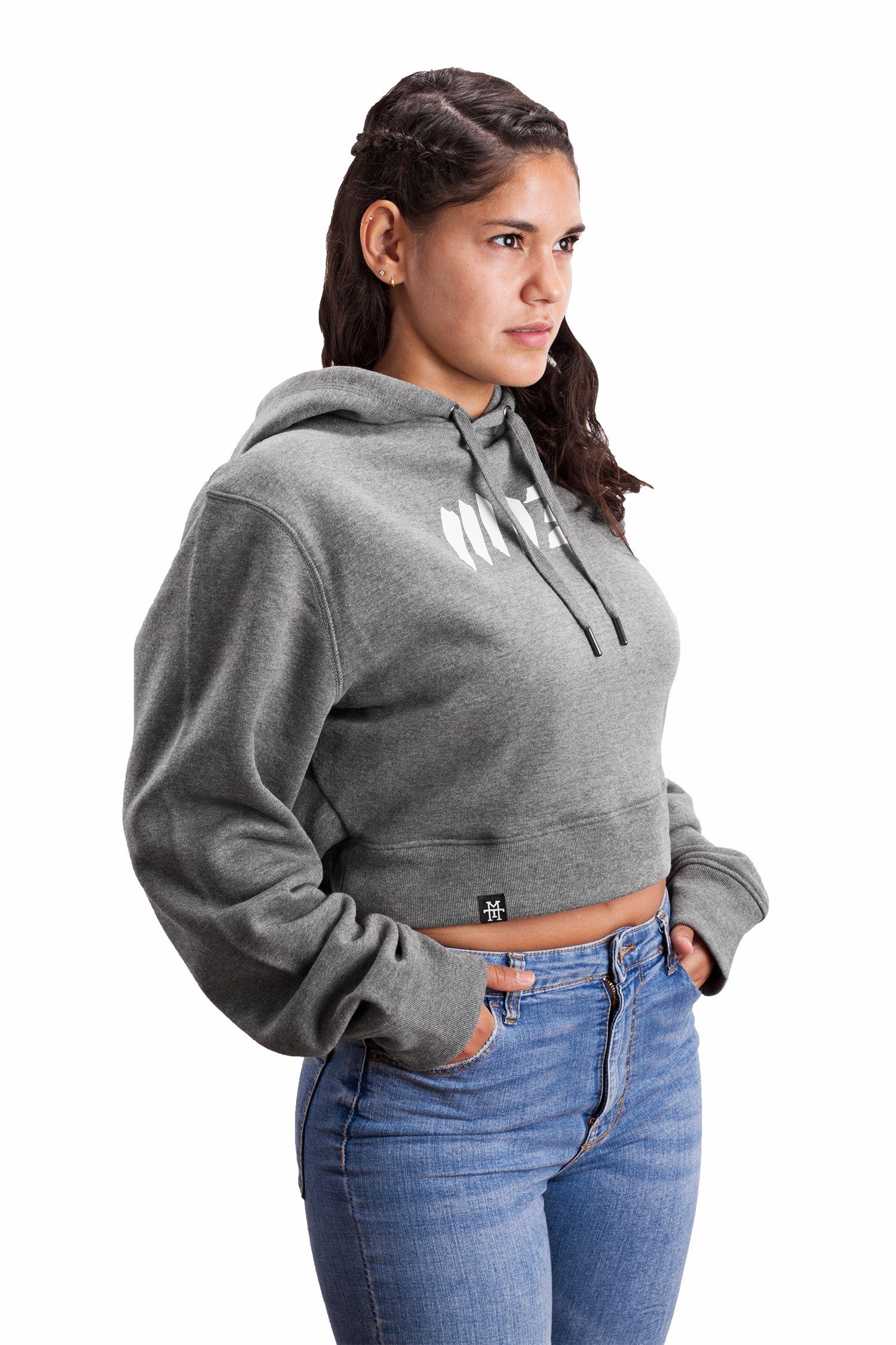 Sweater Oversize kurzer Cropped Hoodie Asphalt Kapuzenpullover, - Hoodie Manufaktur13 Crop