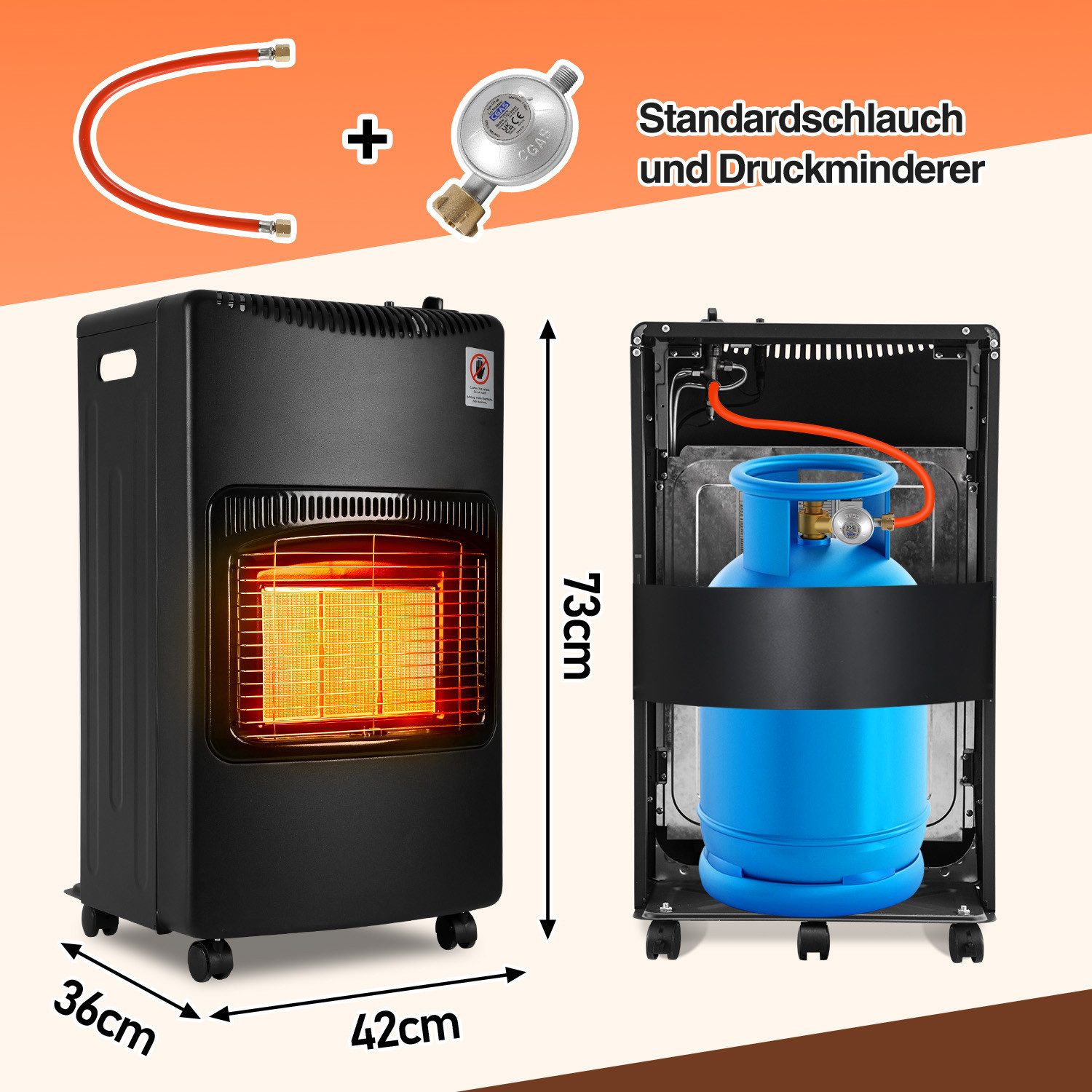 Clanmacy Heizstrahler Gasheizung 4200W Gasofen 3 günstig online kaufen