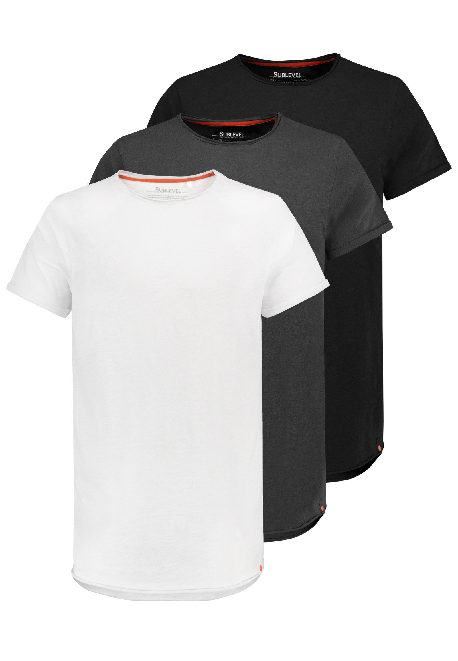 SUBLEVEL T-Shirt Kurzarm Rundhals 3er Pack günstig online kaufen