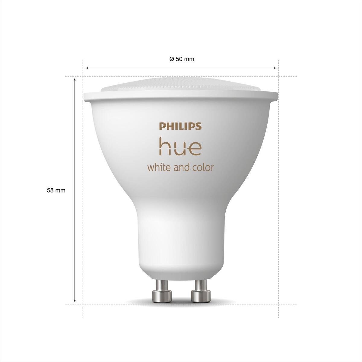 LED LED-Leuchtmittel Leuchtmittel GU10 230lm, Philips GU10, Farbwechsler Dreierpack Hue
