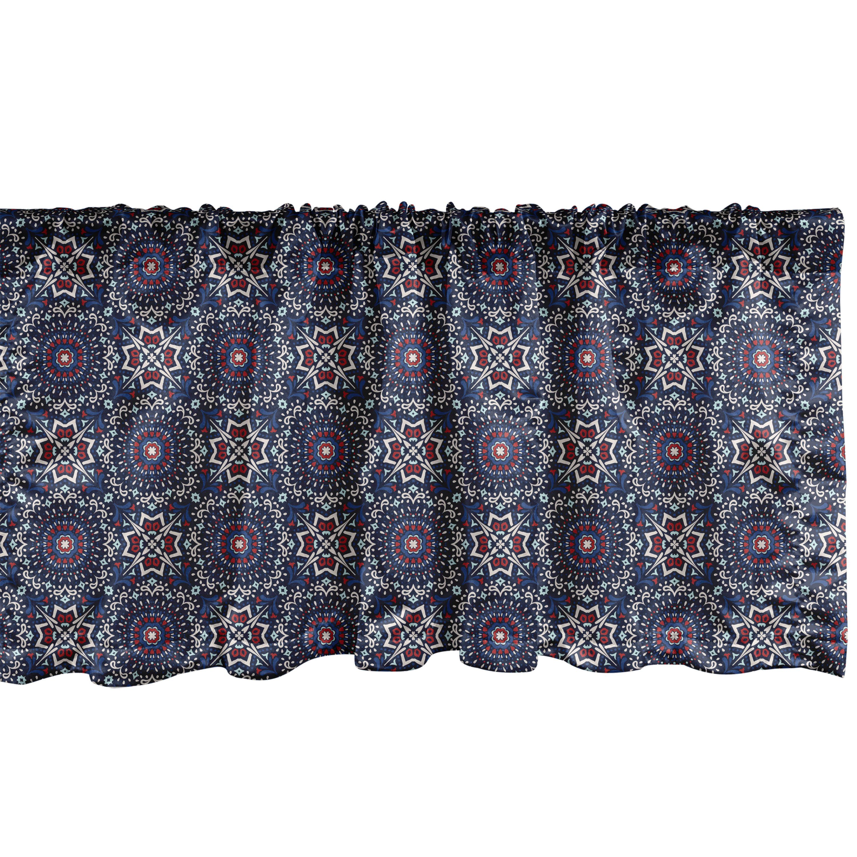 Scheibengardine Vorhang Volant für Küche Schlafzimmer Dekor mit Stangentasche, Abakuhaus, Microfaser, Boho Mittelmeer-Motive