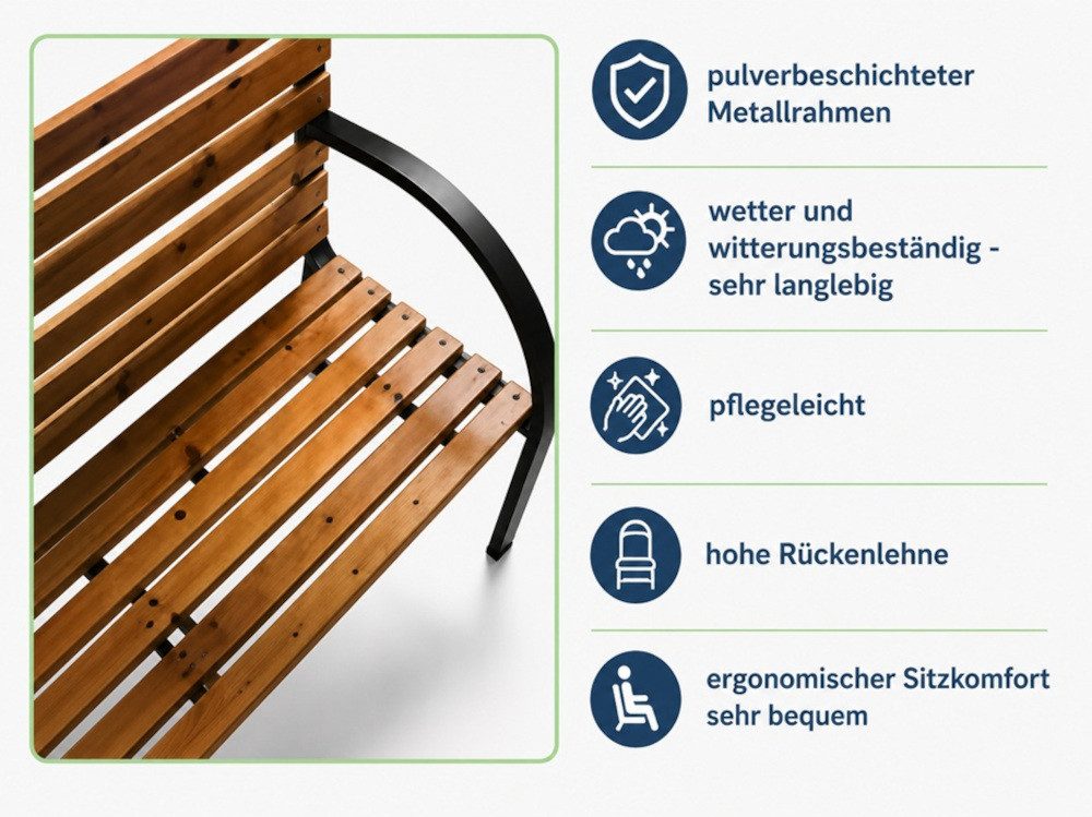 BruKa Gartenbank 2-Sitzer TOSKANA Holzbank Terrasse Garten Holz Sitzbank – Bild 4 von 5