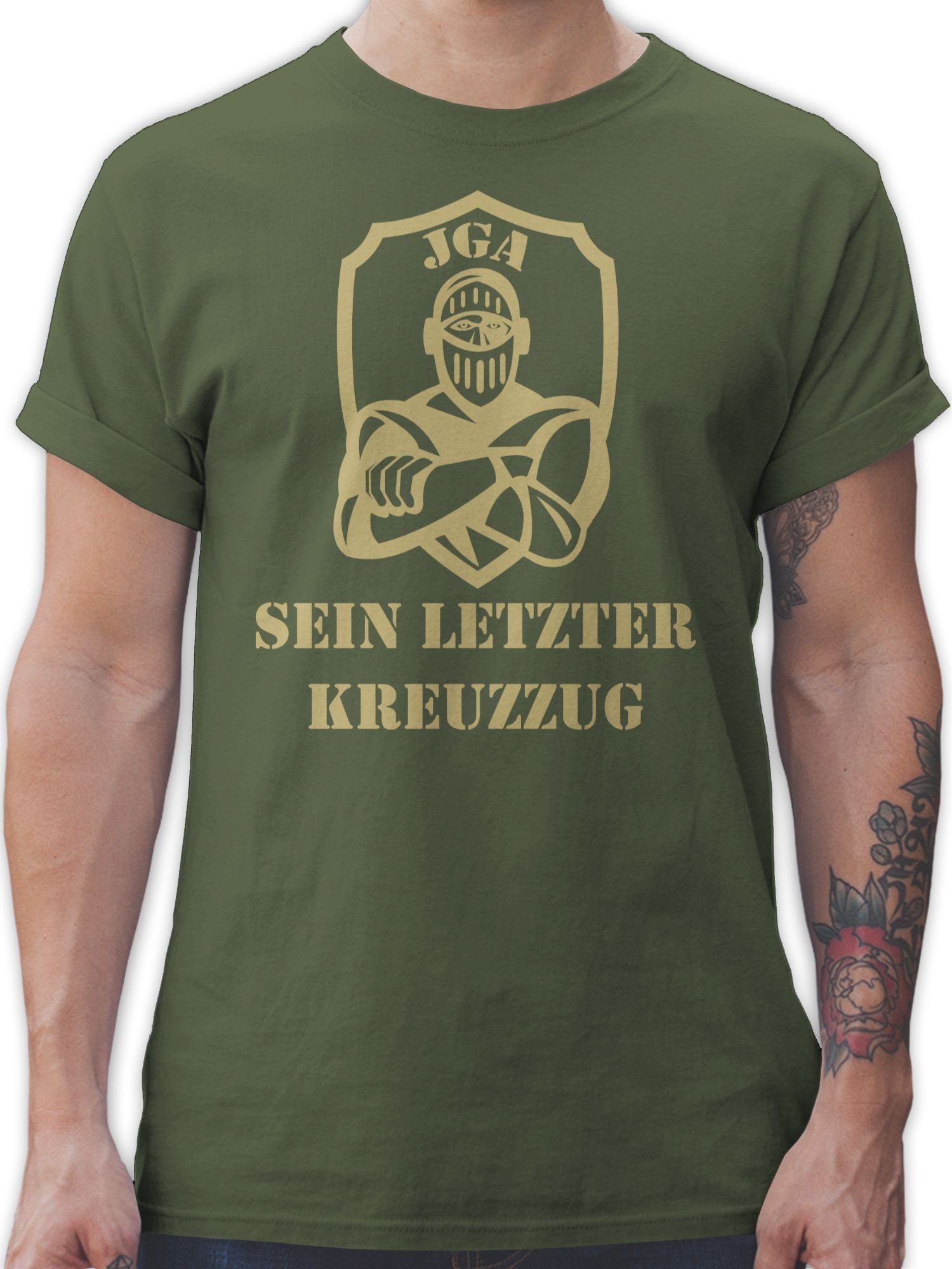 Shirtracer T-Shirt Sein letzter Kreuzzug JGA Männer 3 Army Grün