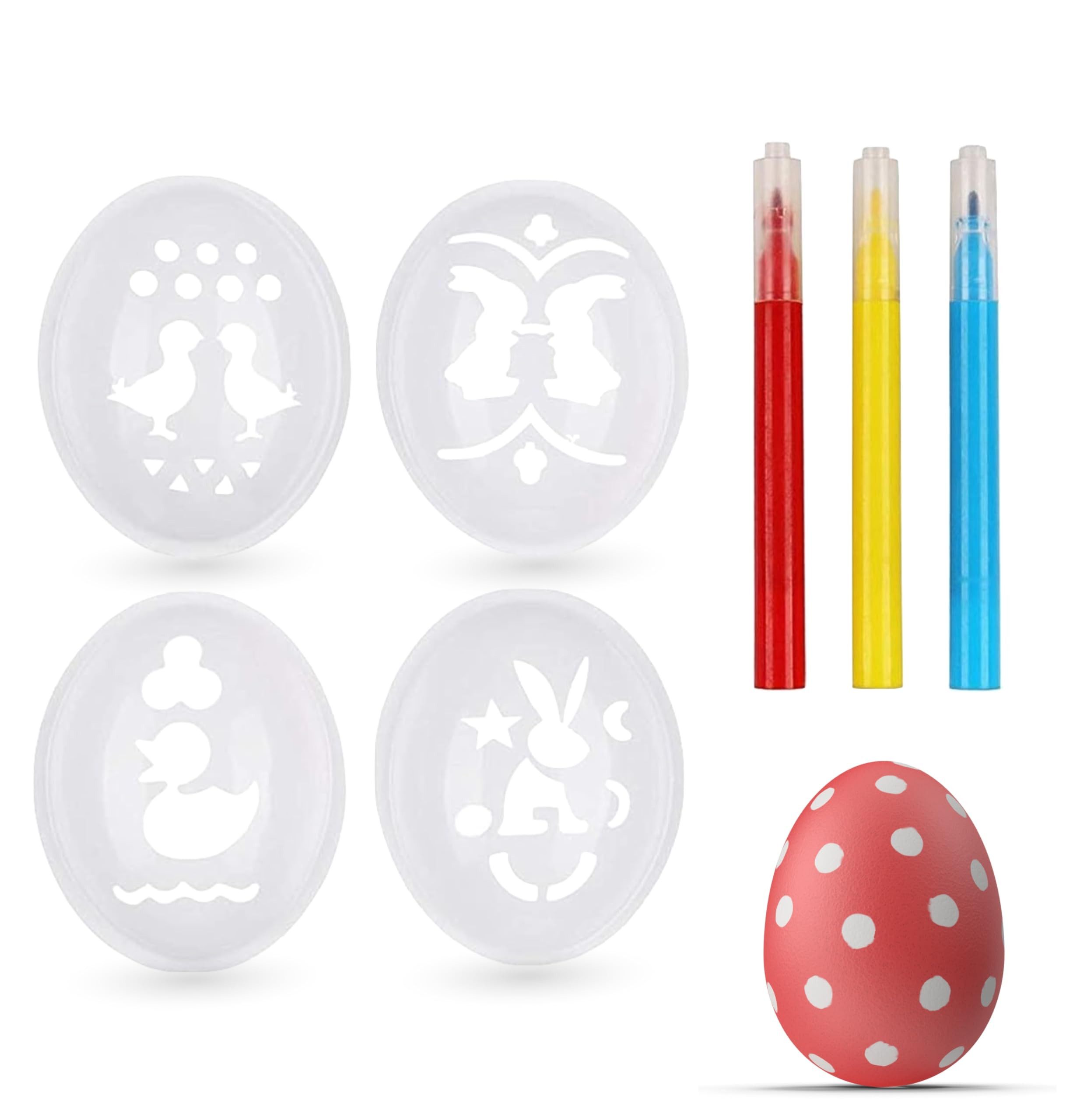Hey!Easter® Malschablone 4er Ostereier Schablone Set inkl. Malstifte Ostern Eiermalmaschine