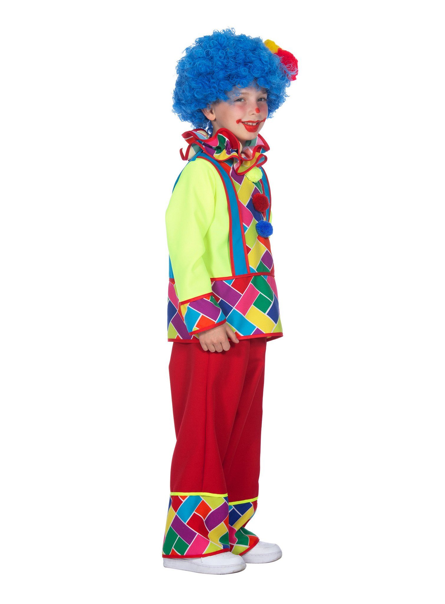 Metamorph Clown-Kostüm Knallbunter Clown Kostüm für Kinder, Klassisches Clownskostüm für Kinder