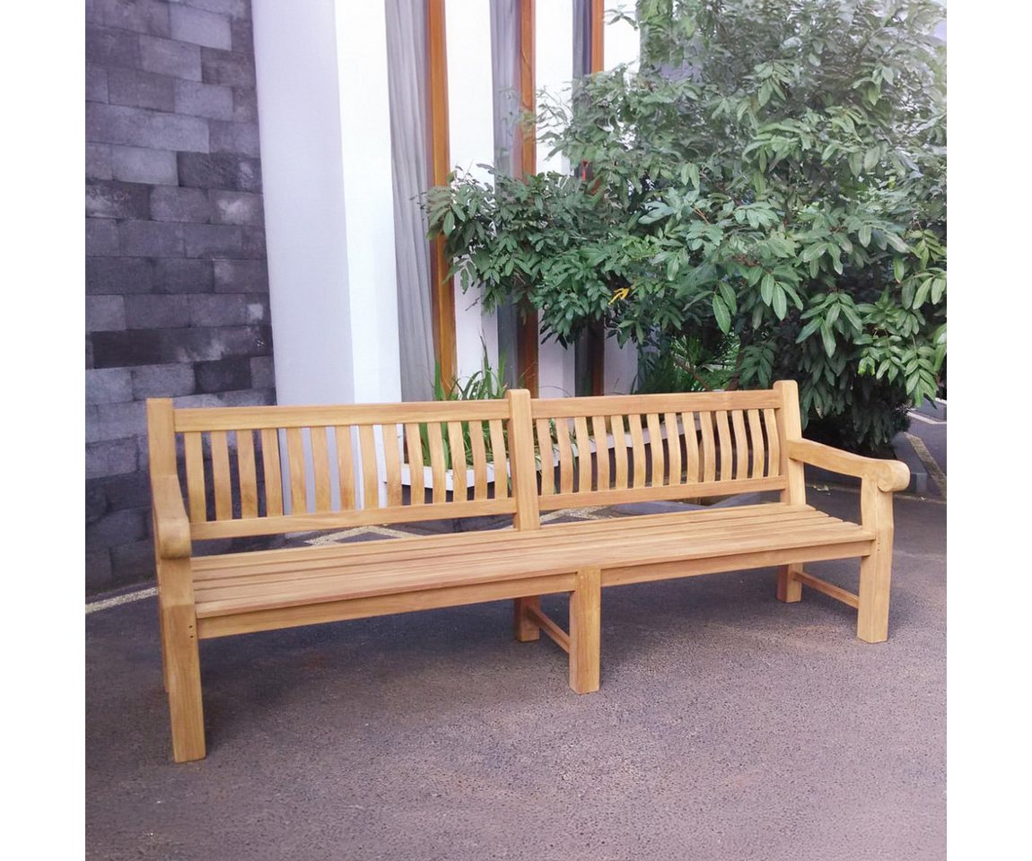 Couchcenter Gartenbank XXL 6-Sitzer Gartenbank PATRICK 250 cm Sitzbank Bank Gartenmöbel Teak, Teak Massiv Holz