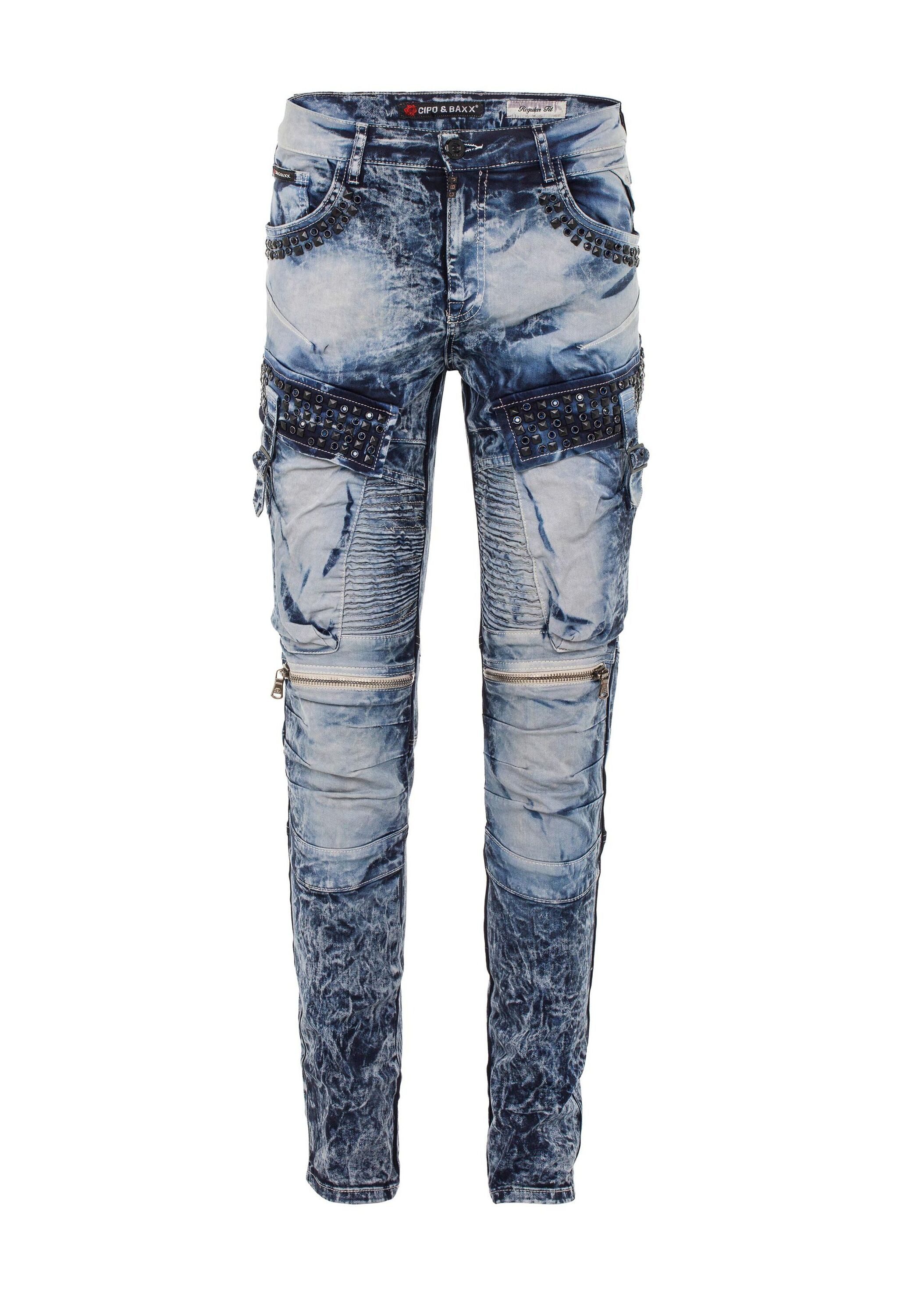 Cipo & Baxx Bikerjeans Jeans Mit Ripp-Details, CD494 günstig online kaufen