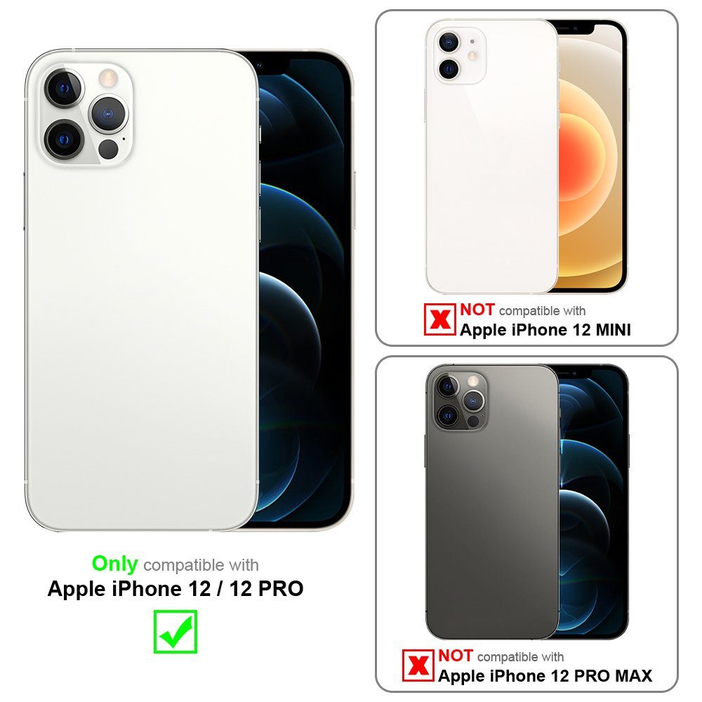 Cadorabo Handyhülle für iPhone 12 / 12 PRO Hülle Apple iPhone 12 / 12 PRO, Hülle Schutzhülle Blumen Flower mit Standfunktion Kartenfach Magnet