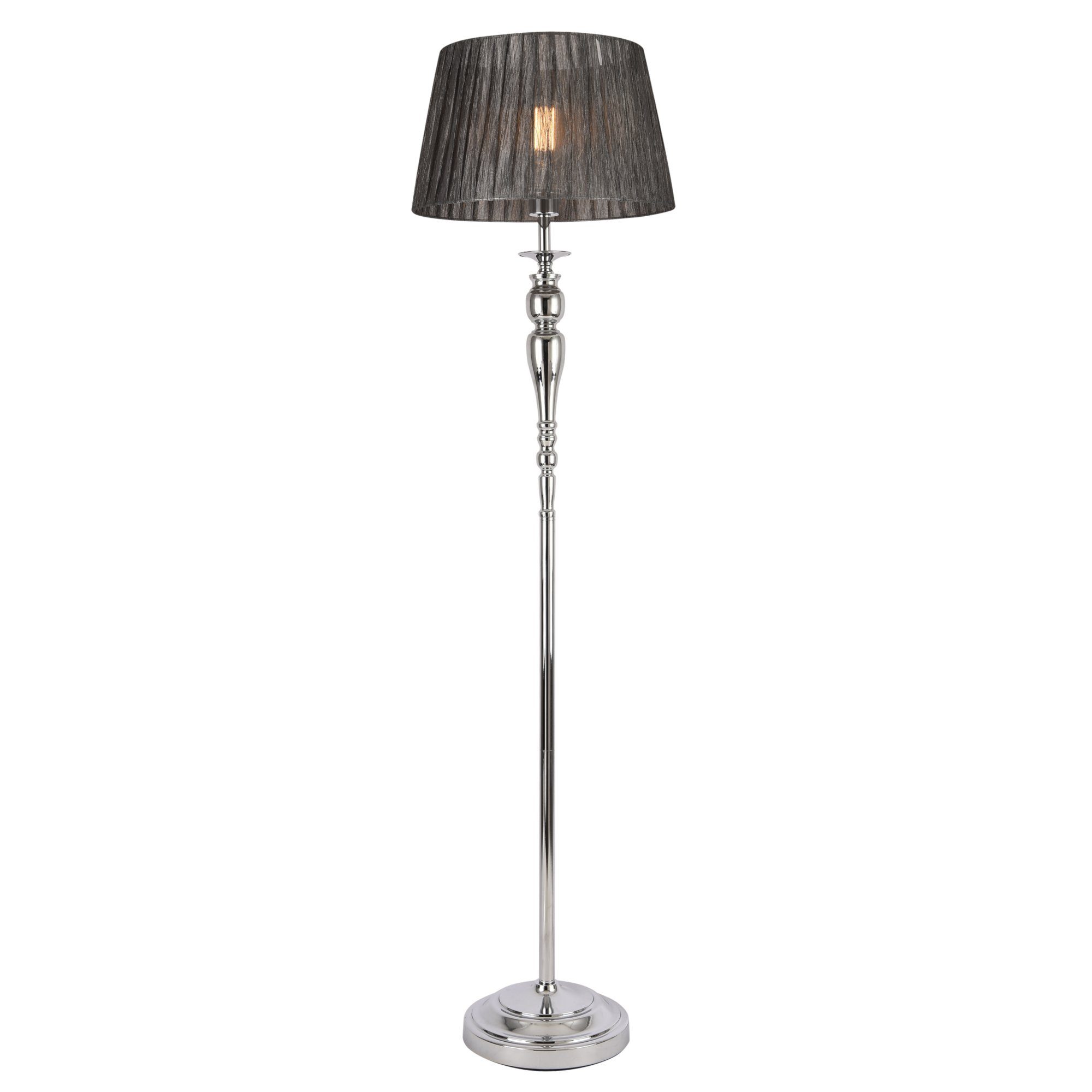 lux.pro Stehlampe, »Lingen« 1xE27 Metallgestell Stoff Schirm Chrom / Grau günstig online kaufen